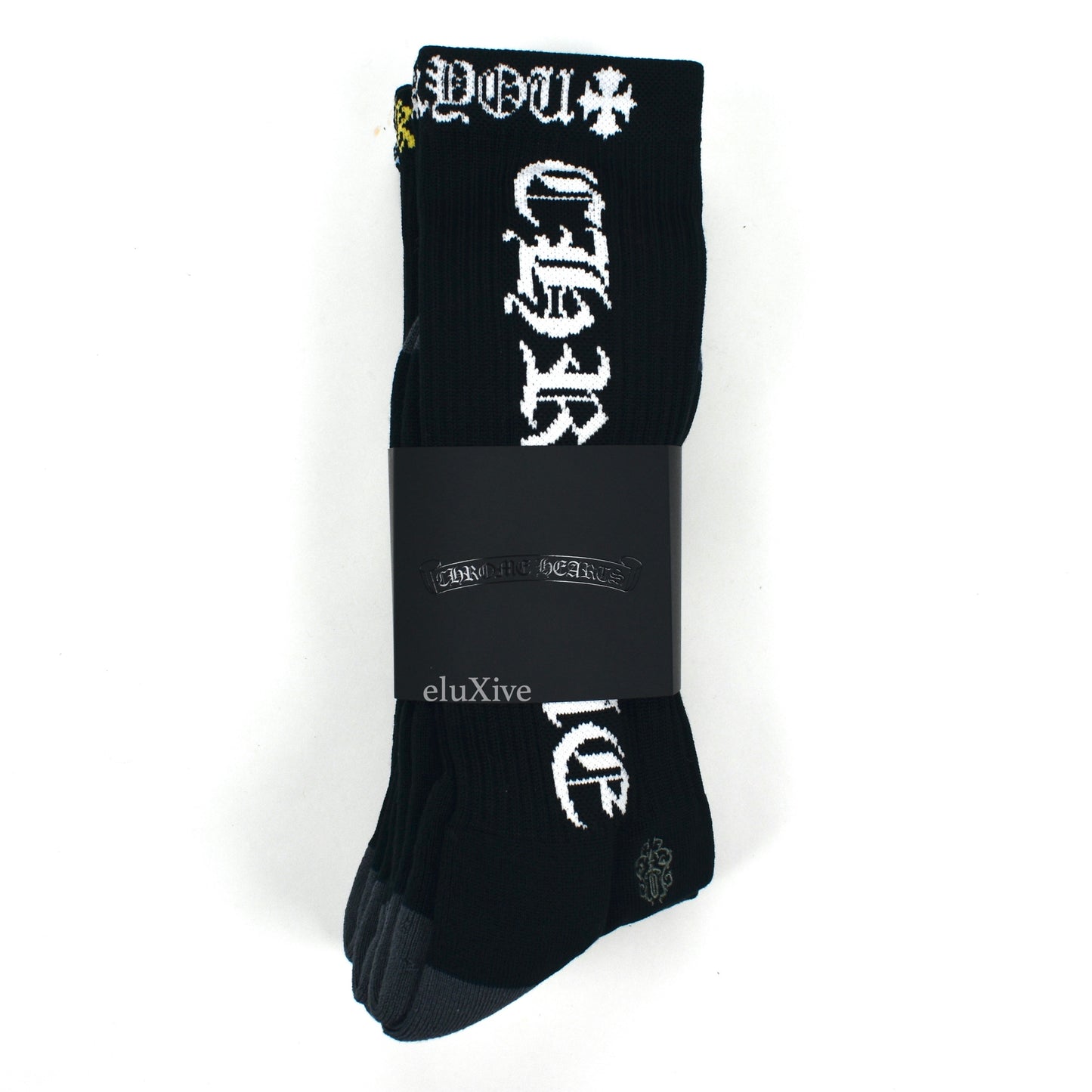 Chrome Hearts - Black Logo Knit Socks (3-Pack)