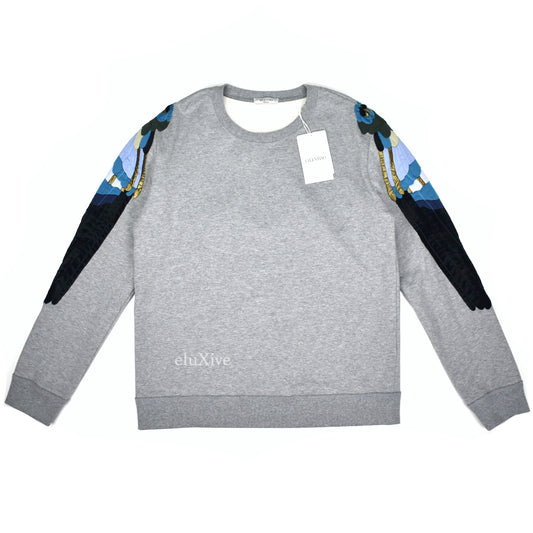 Valentino - Gray Embroidered Wings Sweatshirt