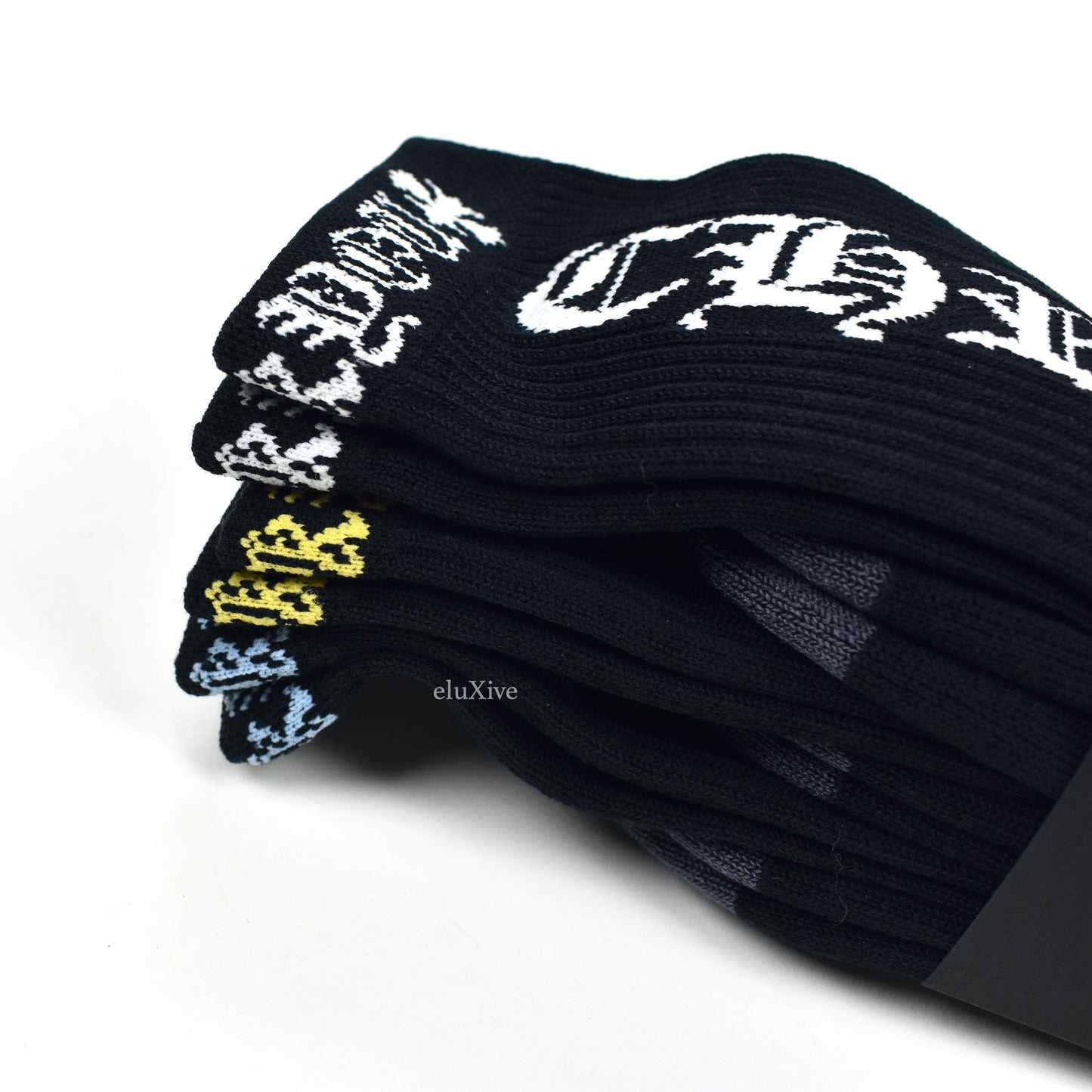 Chrome Hearts - Black Logo Knit Socks (3-Pack)