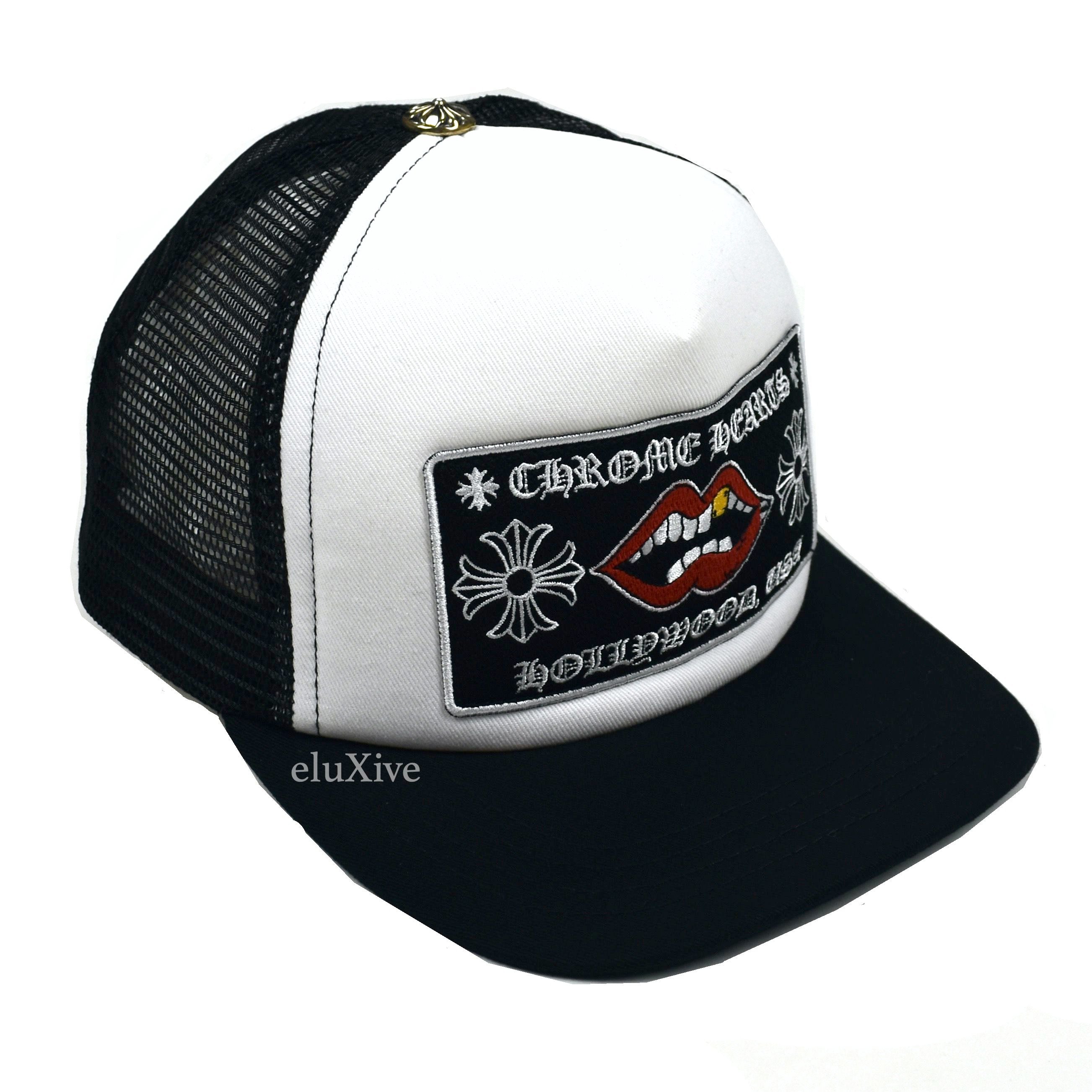 Chrome Hearts - Black/White Chomper Patch Trucker Hat – eluXive