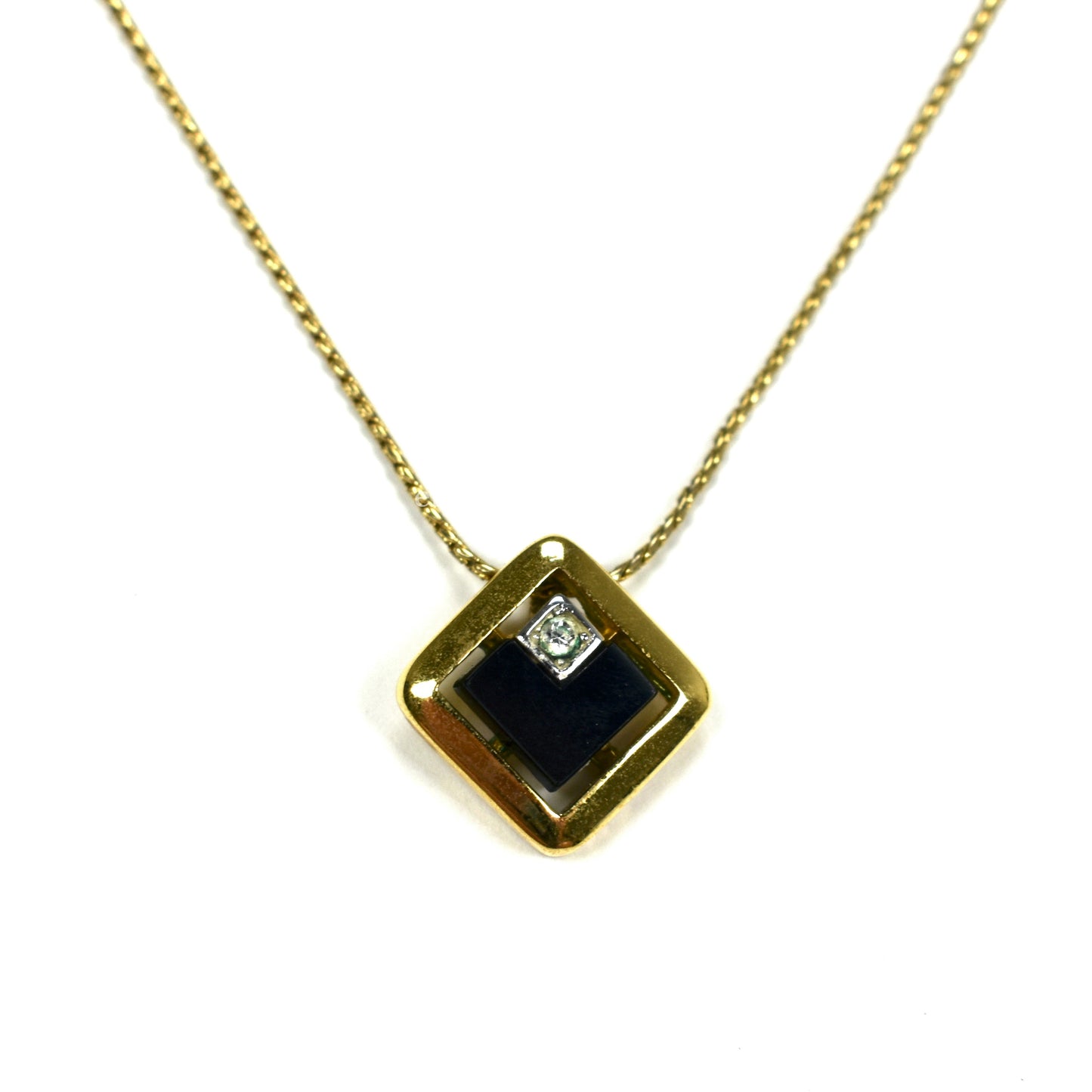Givenchy - 1979 Runway Gold Square Pendant Chain Necklace