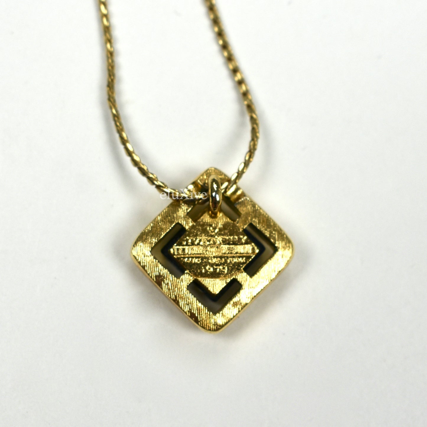 Givenchy - 1979 Runway Gold Square Pendant Chain Necklace