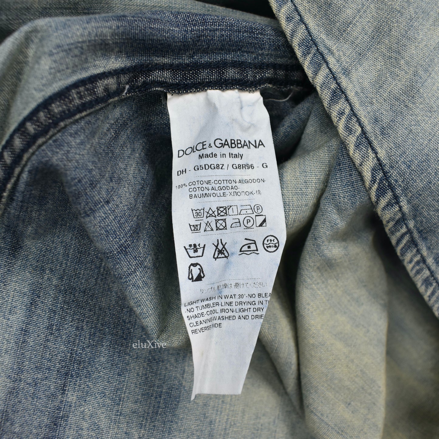 Dolce & Gabbana - Bird Embroidered Bleached Denim Shirt