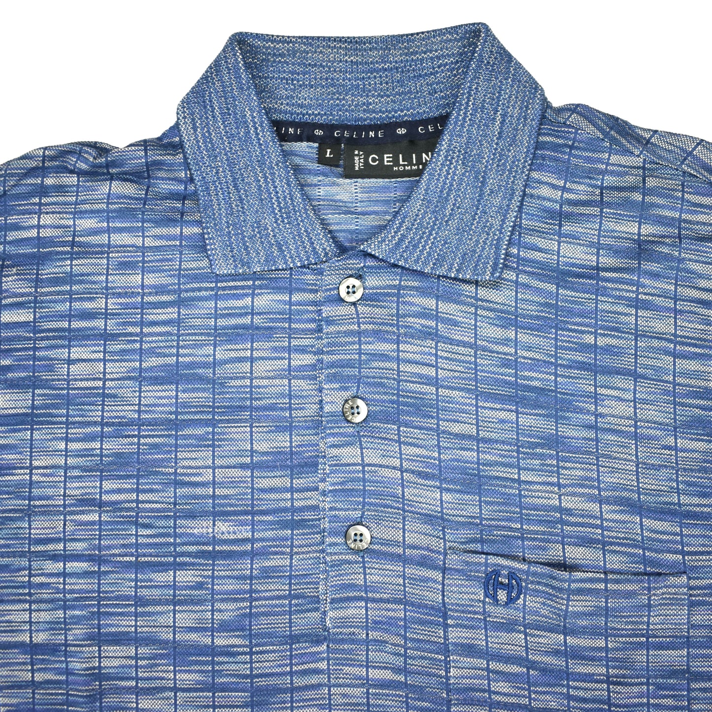 Celine - Vintage 90s Navy Logo Embroidered Polo Shirt