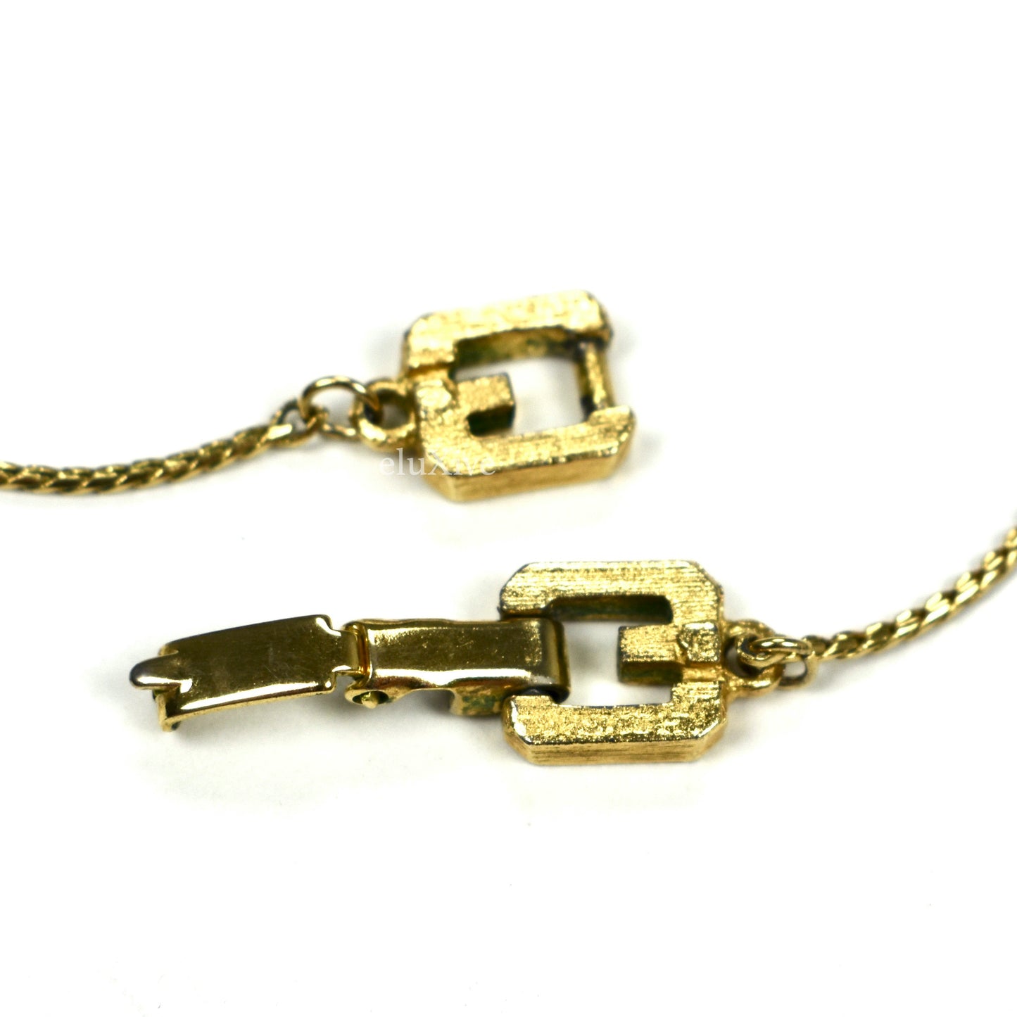 Givenchy - 1979 Runway Gold Square Pendant Chain Necklace