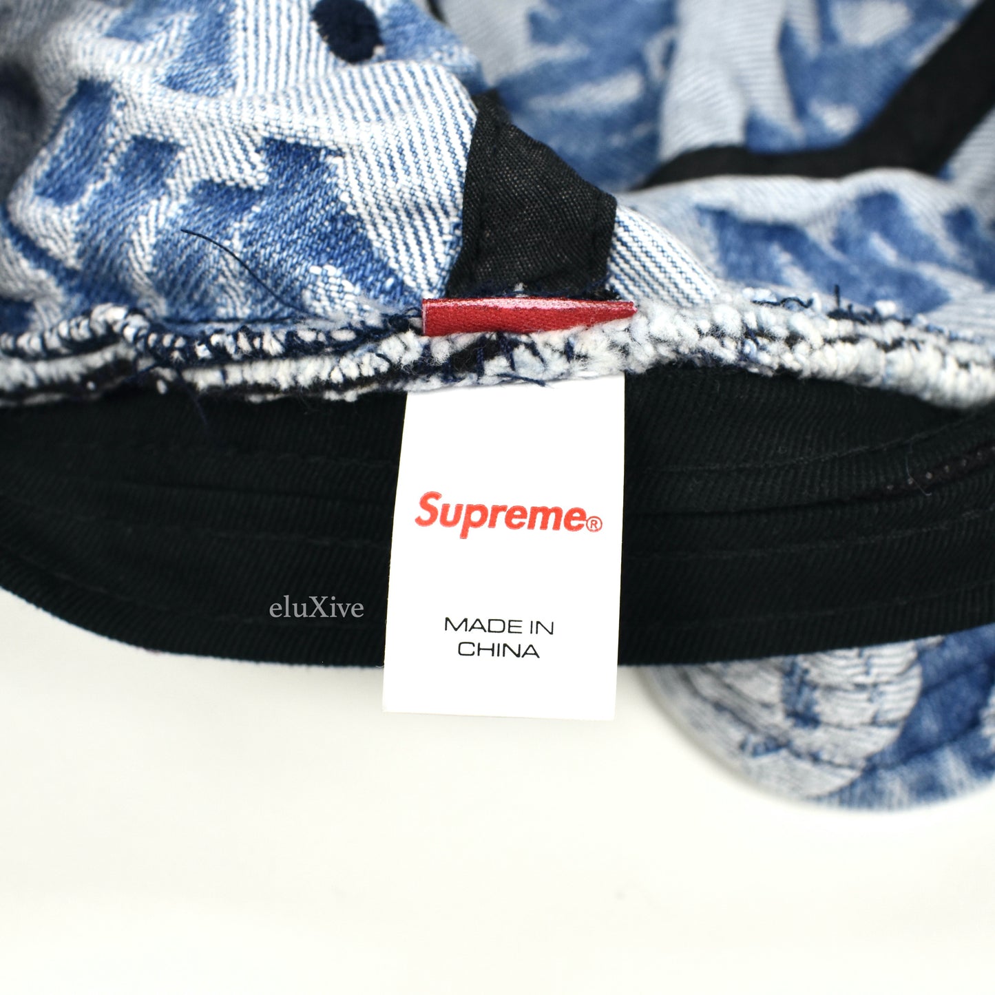 Supreme - Blue Fat Tip 'LV' Jacquard Logo Denim Bucket Hat