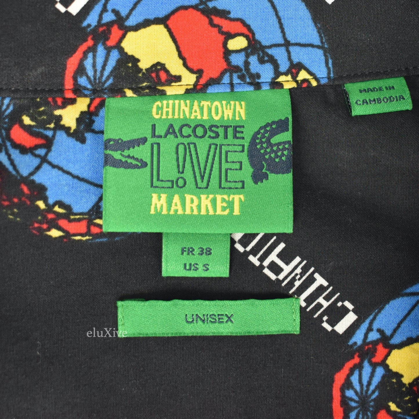 Lacoste x Chinatown Market - Globe Print Club Shirt (Black)