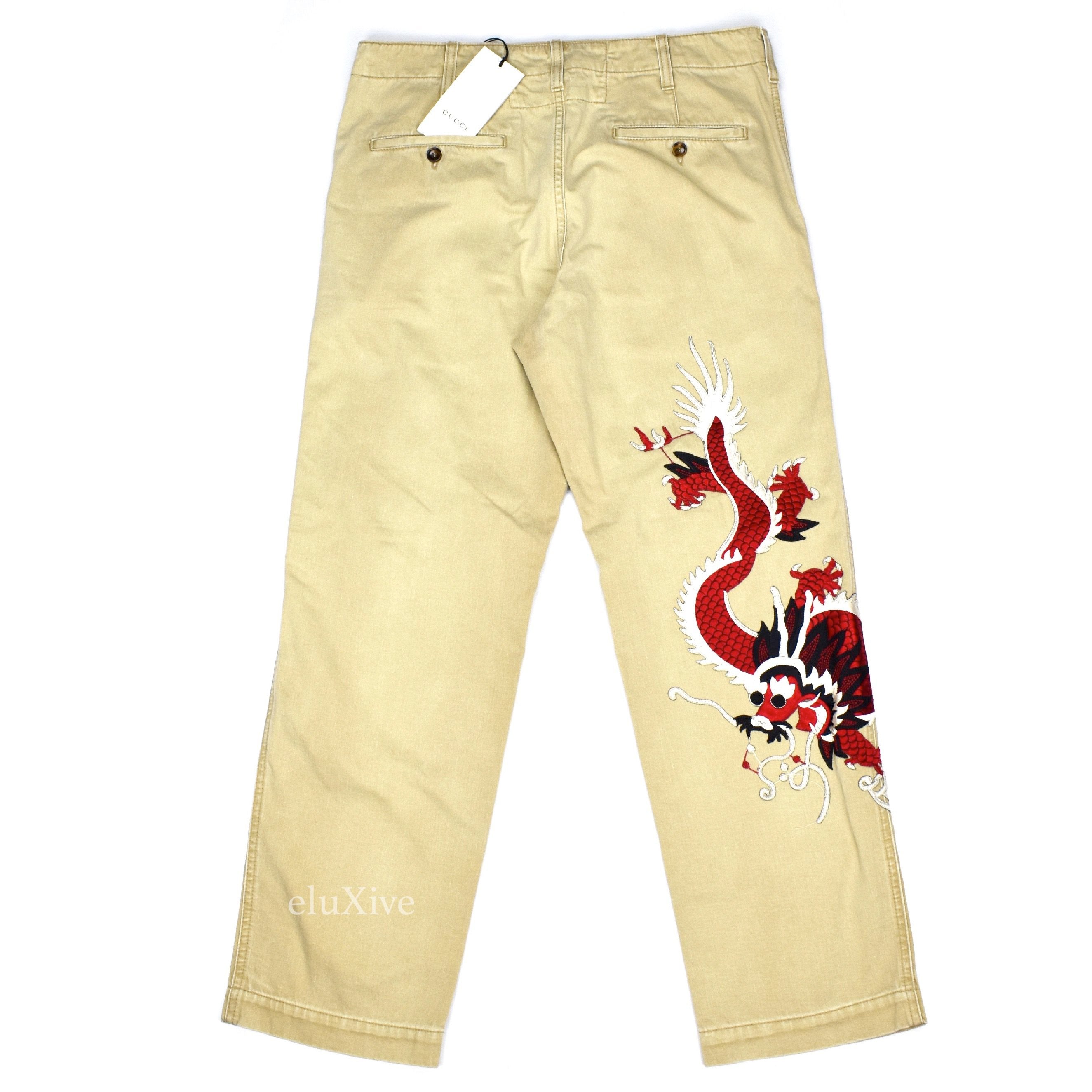 Gucci - Dragron Embroidered Chino Pants (Beige) – eluXive