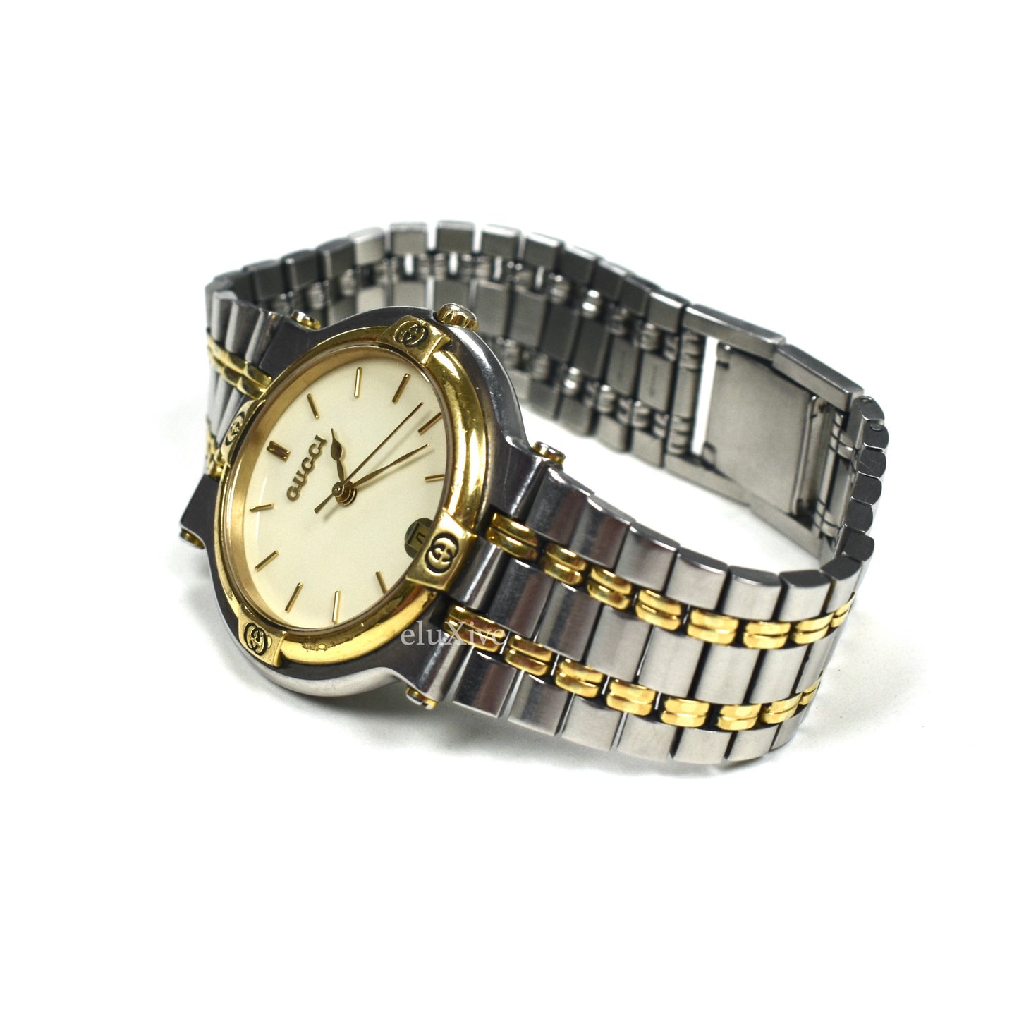 Gucci - 9000M Gold/Steel Ivory White Dial Watch