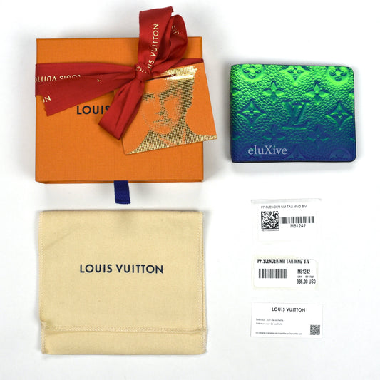 Louis Vuitton - Taurillon Leather Illusion Slender Wallet (Blue/Green)