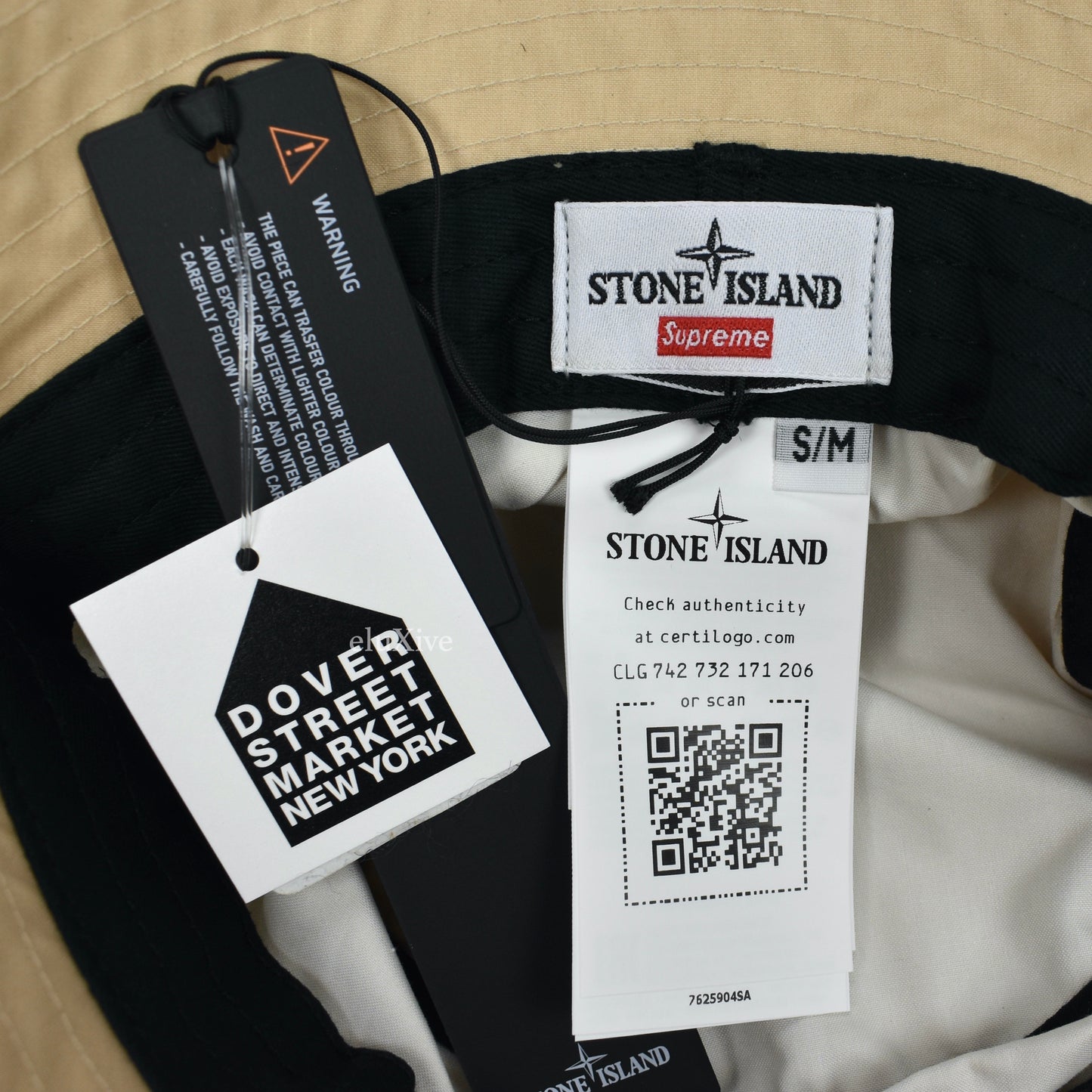 Supreme x Stone Island - Tan Logo Print Bucket Hat