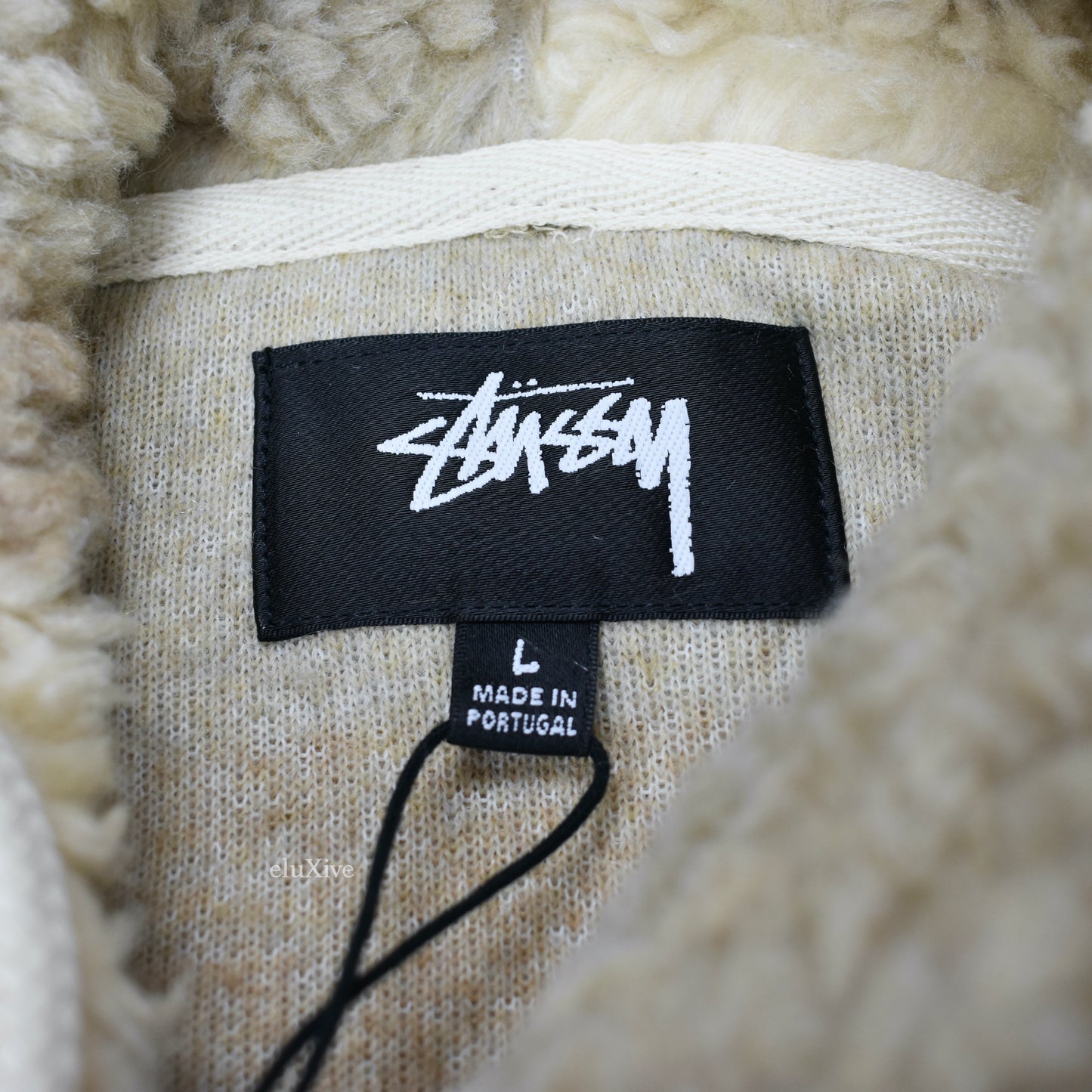 Stussy - Tan Color Block Sherpa Fleece Hoodie