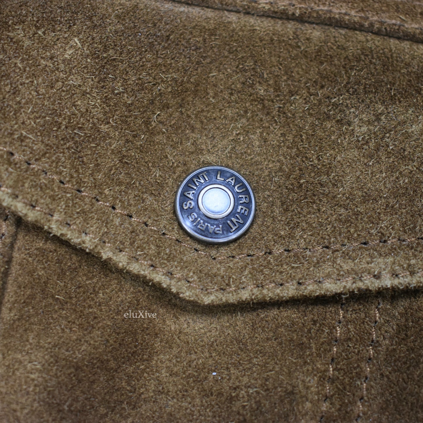 Saint Laurent - Brown Suede Shearling Lined Trucker Jacket