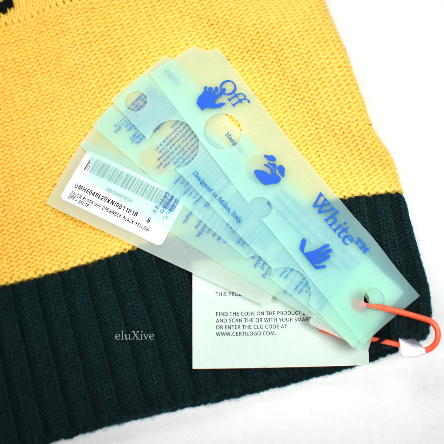 Off-White - Color Block Logo Knit Sweater (Black/Yellow)