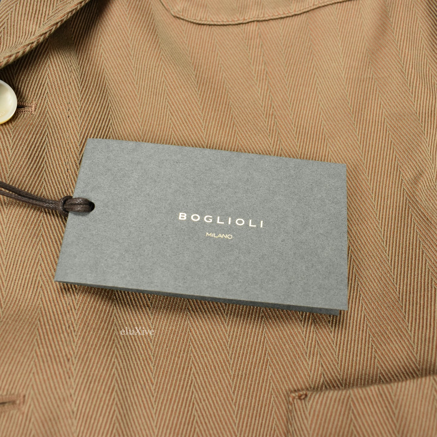 Boglioli - Tan Herringbone Woven K Travel Unlined Sport Coat