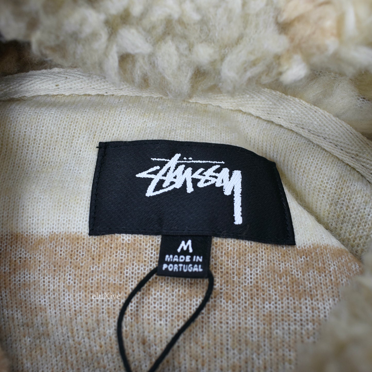Stussy - Tan Color Block Sherpa Fleece Hoodie