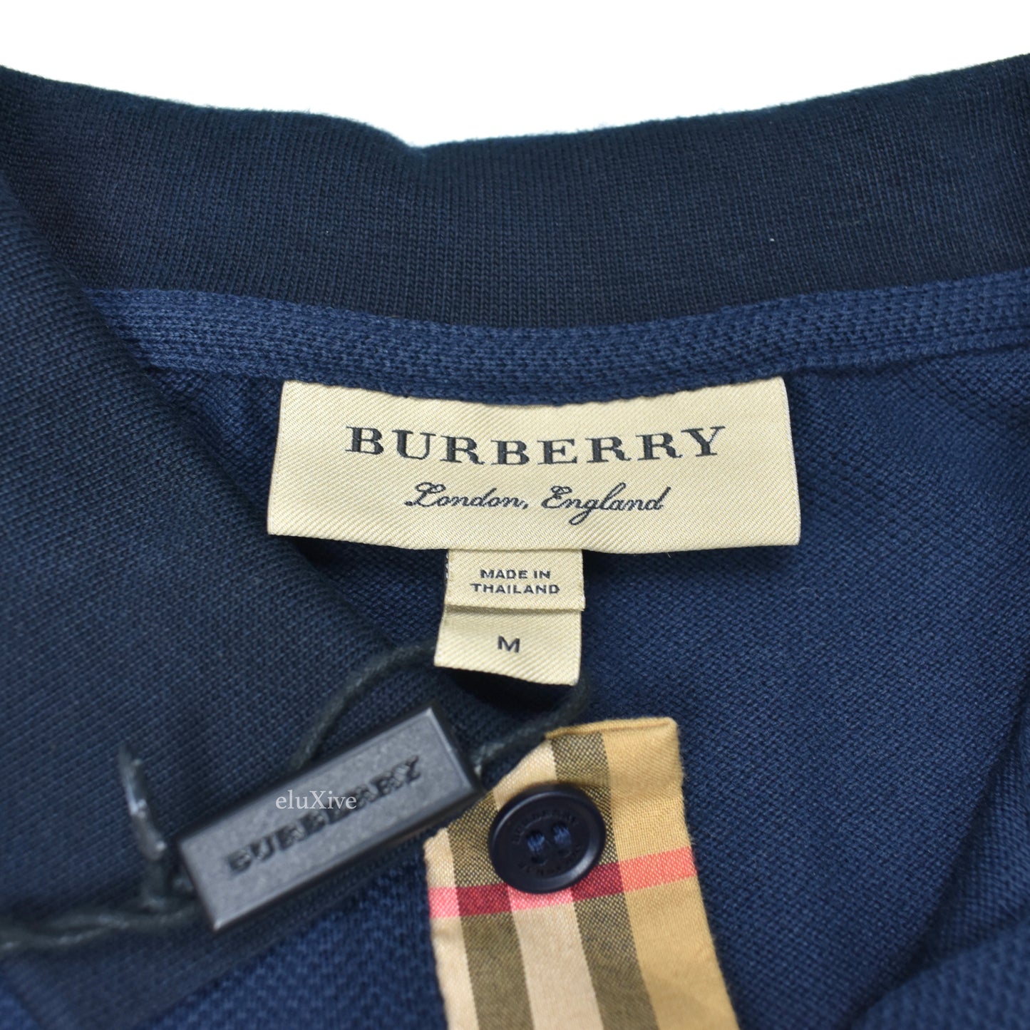Burberry - Navy Blue Classic Logo Hartford Polo Shirt