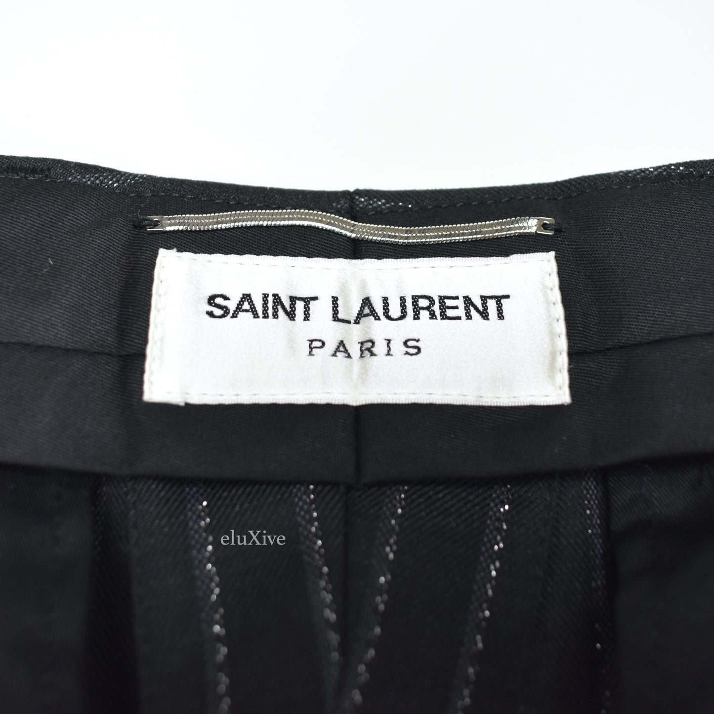 Saint Laurent - Black Metallic Stripe Wool / Silk Pants