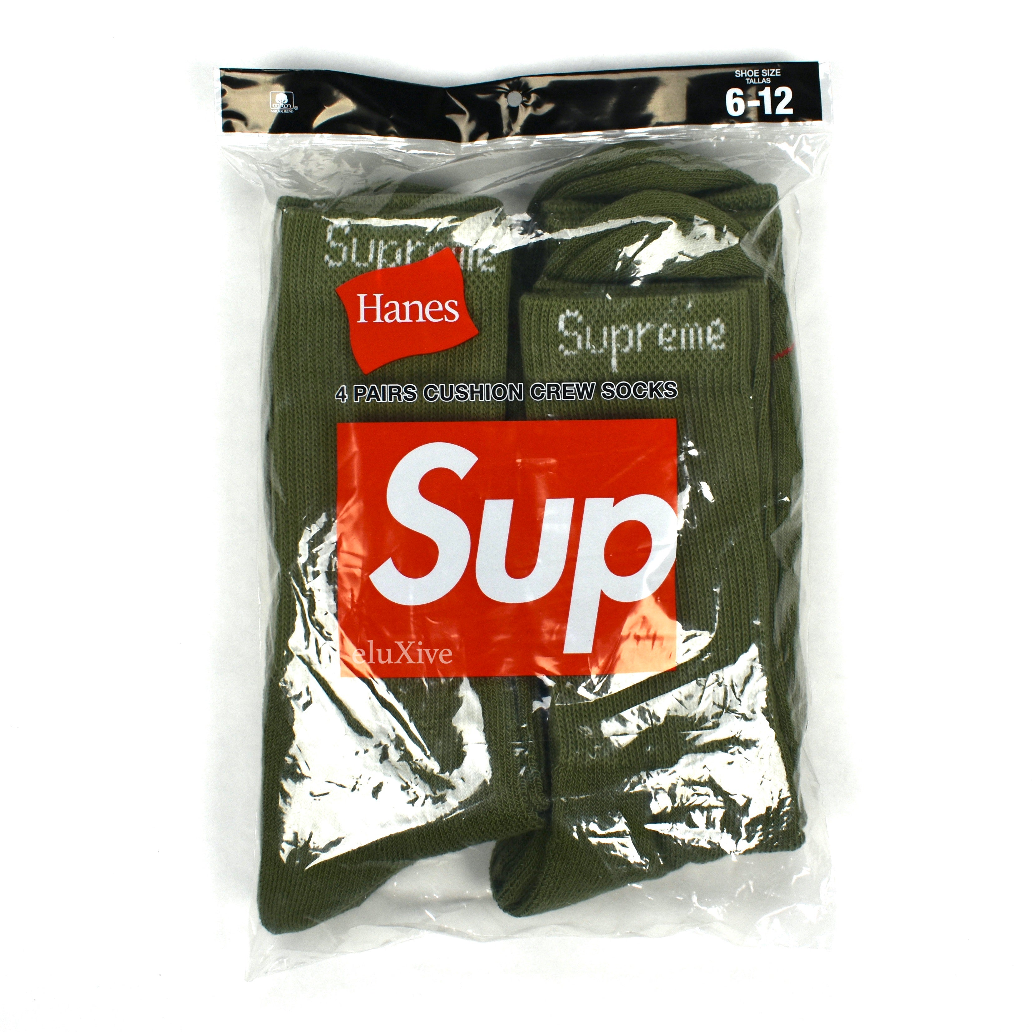 Supreme - Olive Logo Knit Crew Socks – eluXive
