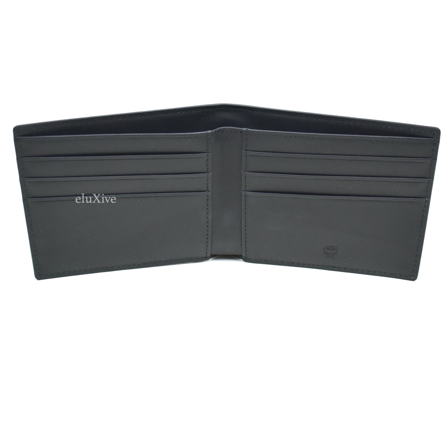 MCM - Black Leather Monogram Logo Bifold Wallet
