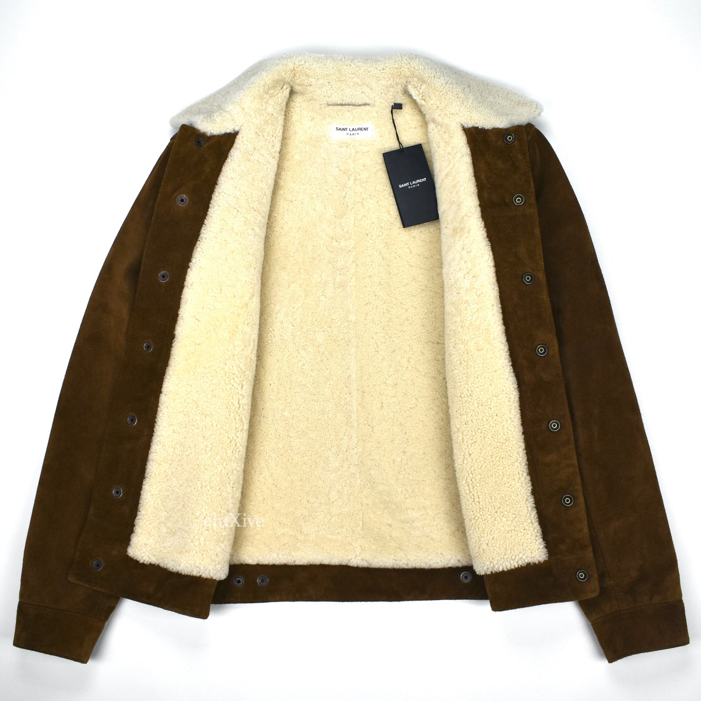 Saint Laurent - Brown Suede Shearling Lined Trucker Jacket