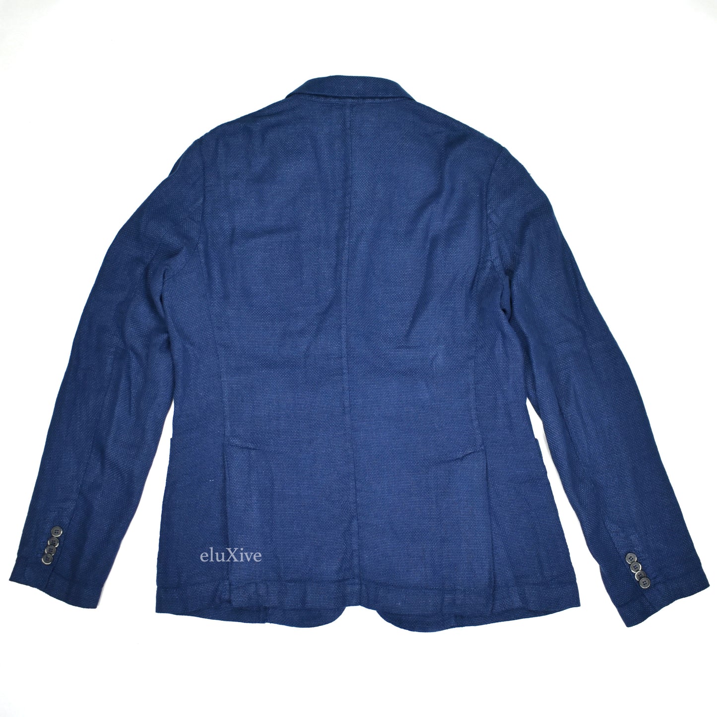 Barena - Navy Basket Woven Linen Unlined Sport Coat