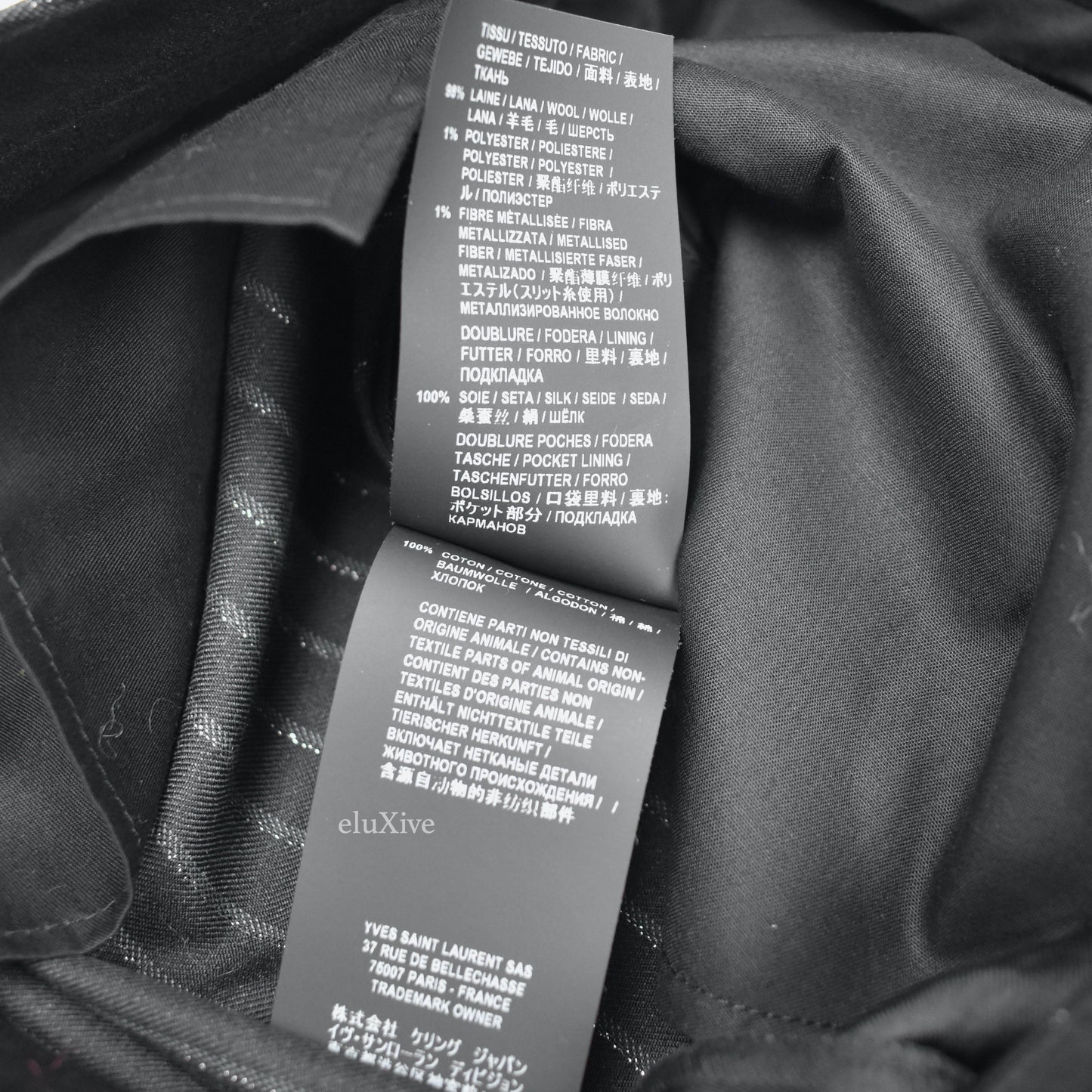 Saint Laurent - Black Metallic Stripe Wool / Silk Pants