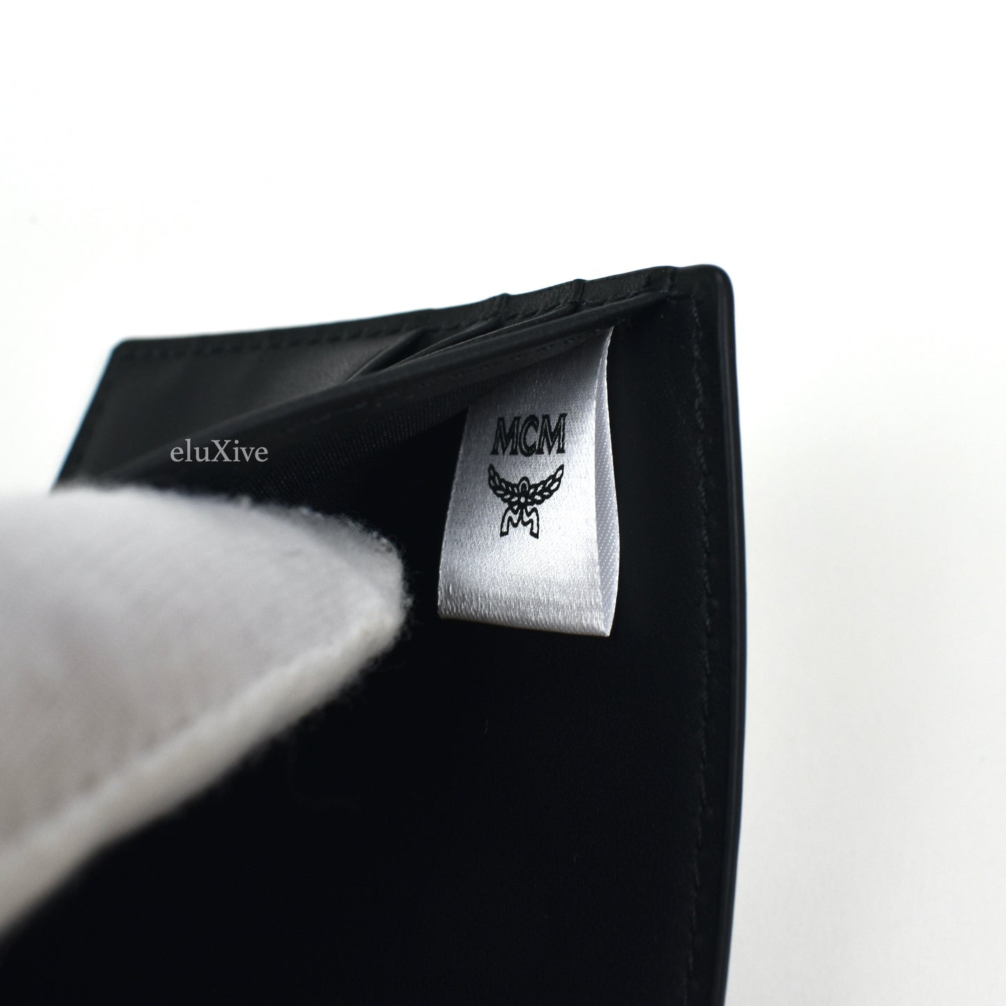 MCM - Black Leather Monogram Logo Bifold Wallet