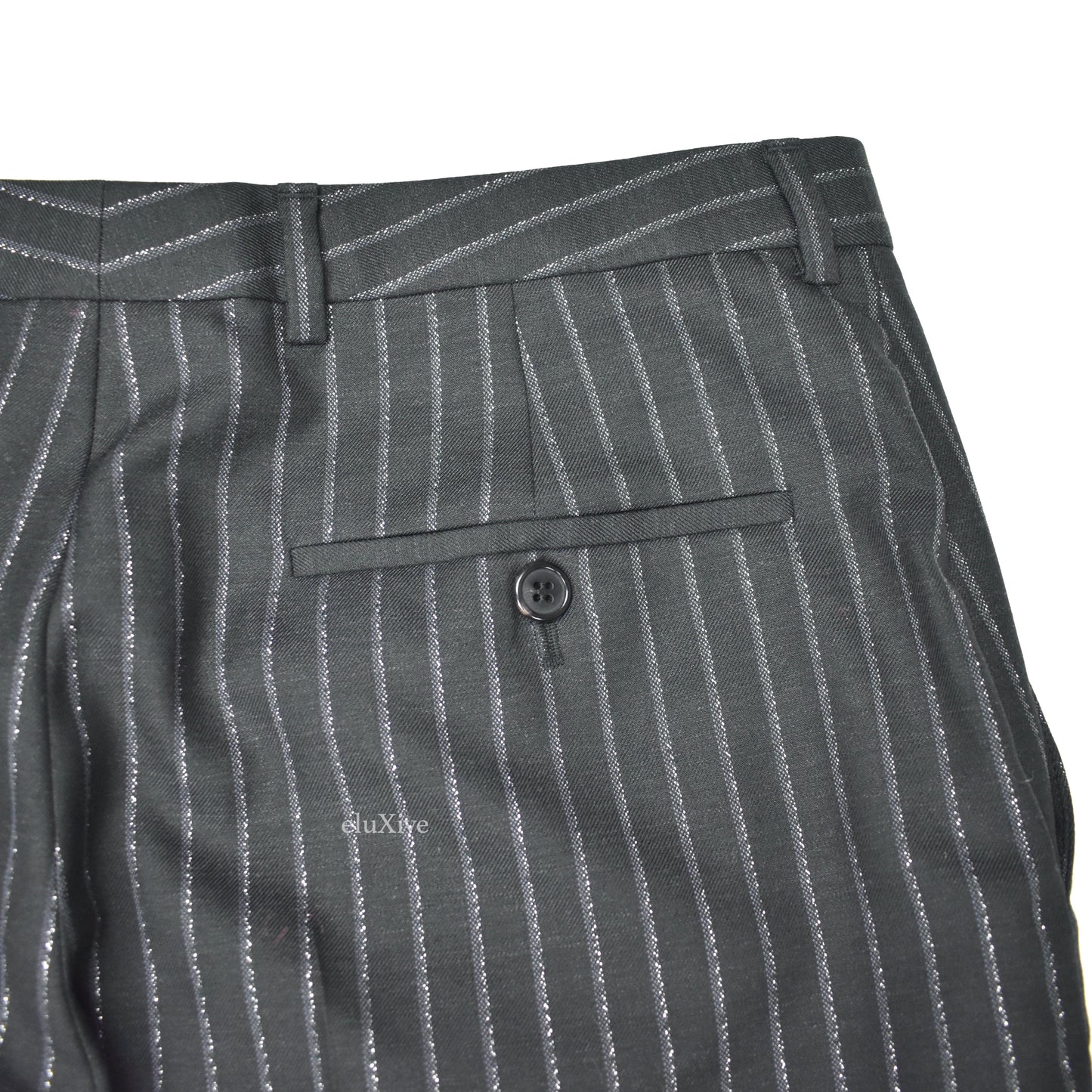 Saint Laurent - Black Metallic Stripe Wool / Silk Pants