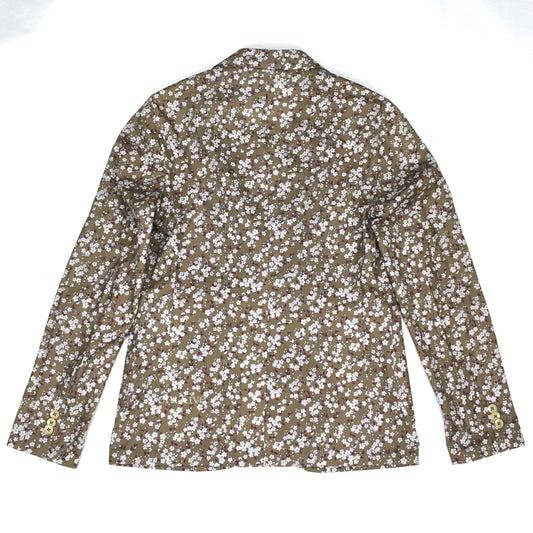 Corneliani - Tan Floral Print Cotton Lightweight Blazer