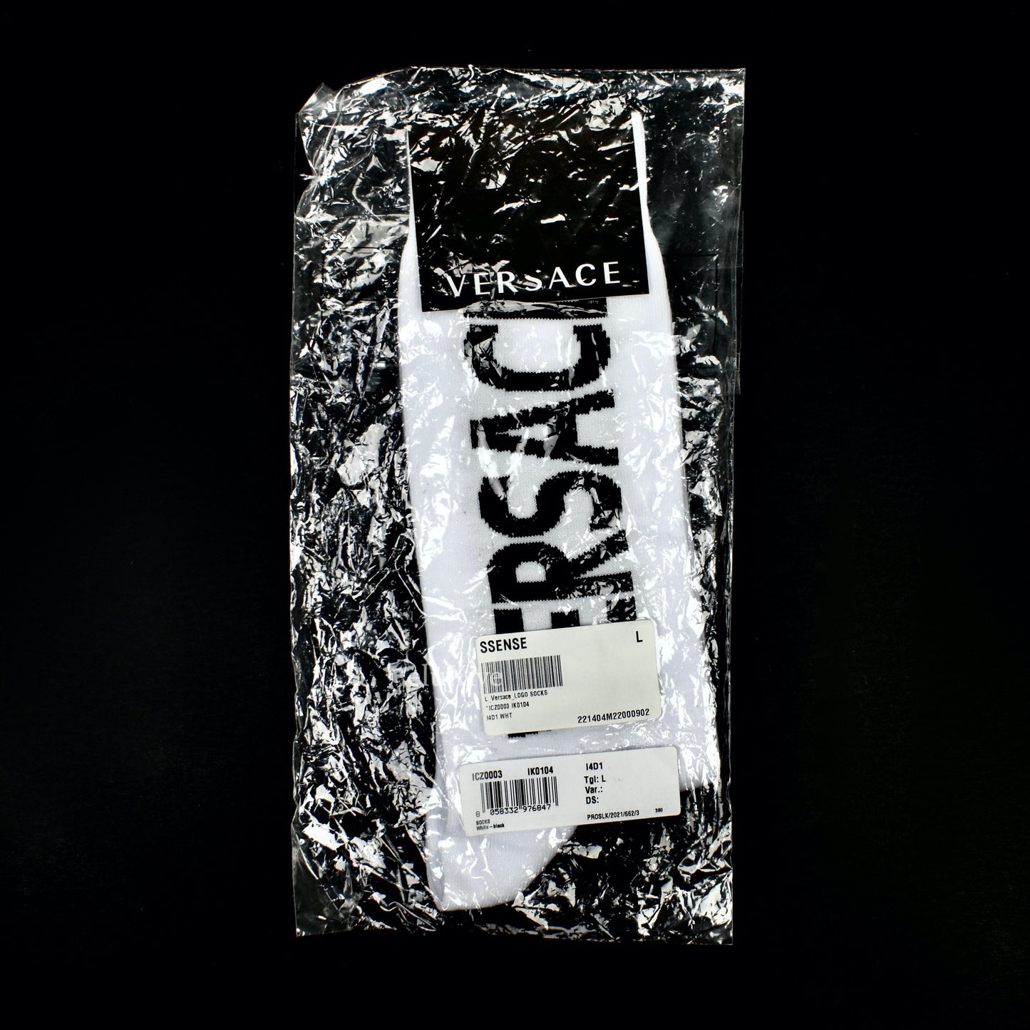 Versace - White / Black Logo Knit Crew Socks