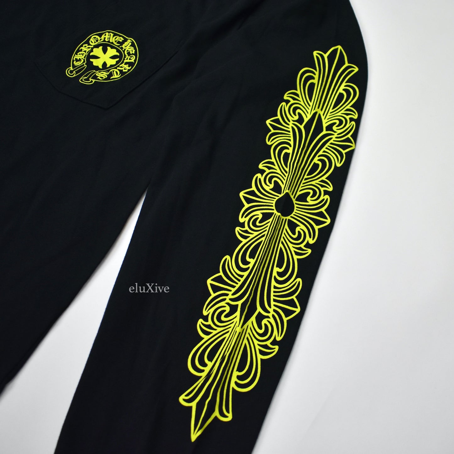 Chrome Hearts - Black / Neon Yellow Hollywood Logo L/S T-Shirt