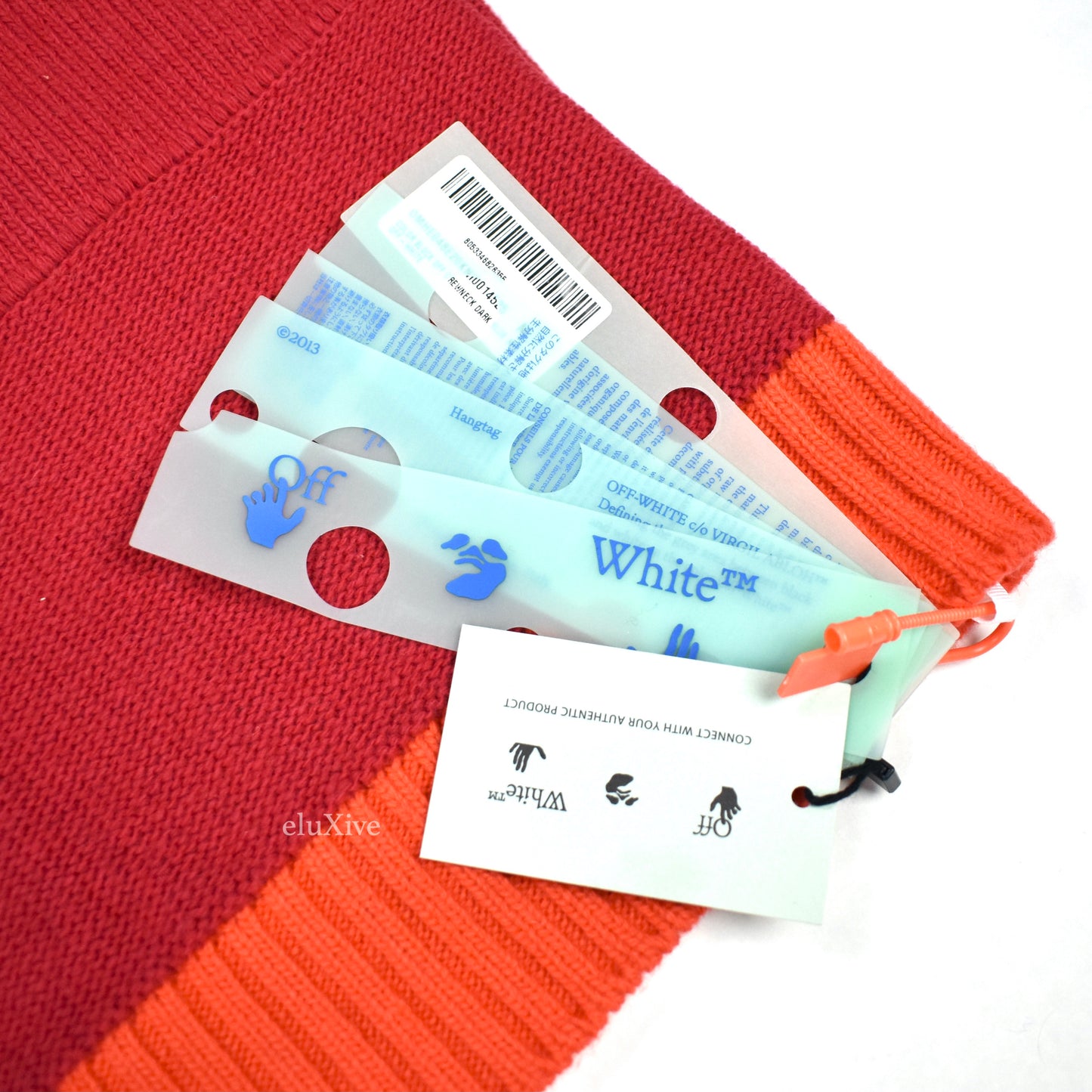 Off-White - Color Block Logo Knit Sweater (Navy/Red)
