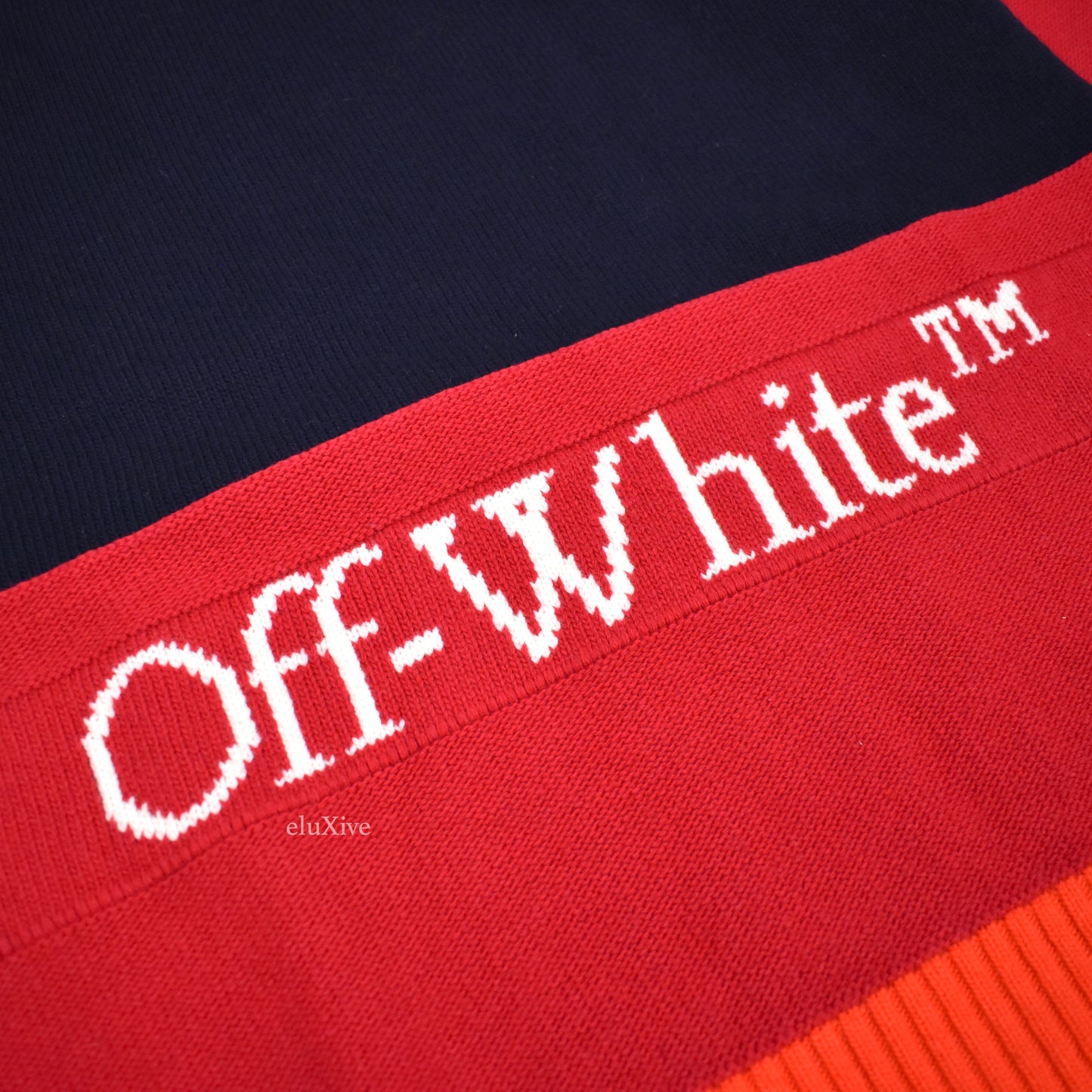 Off-White - Color Block Logo Knit Sweater (Navy/Red)