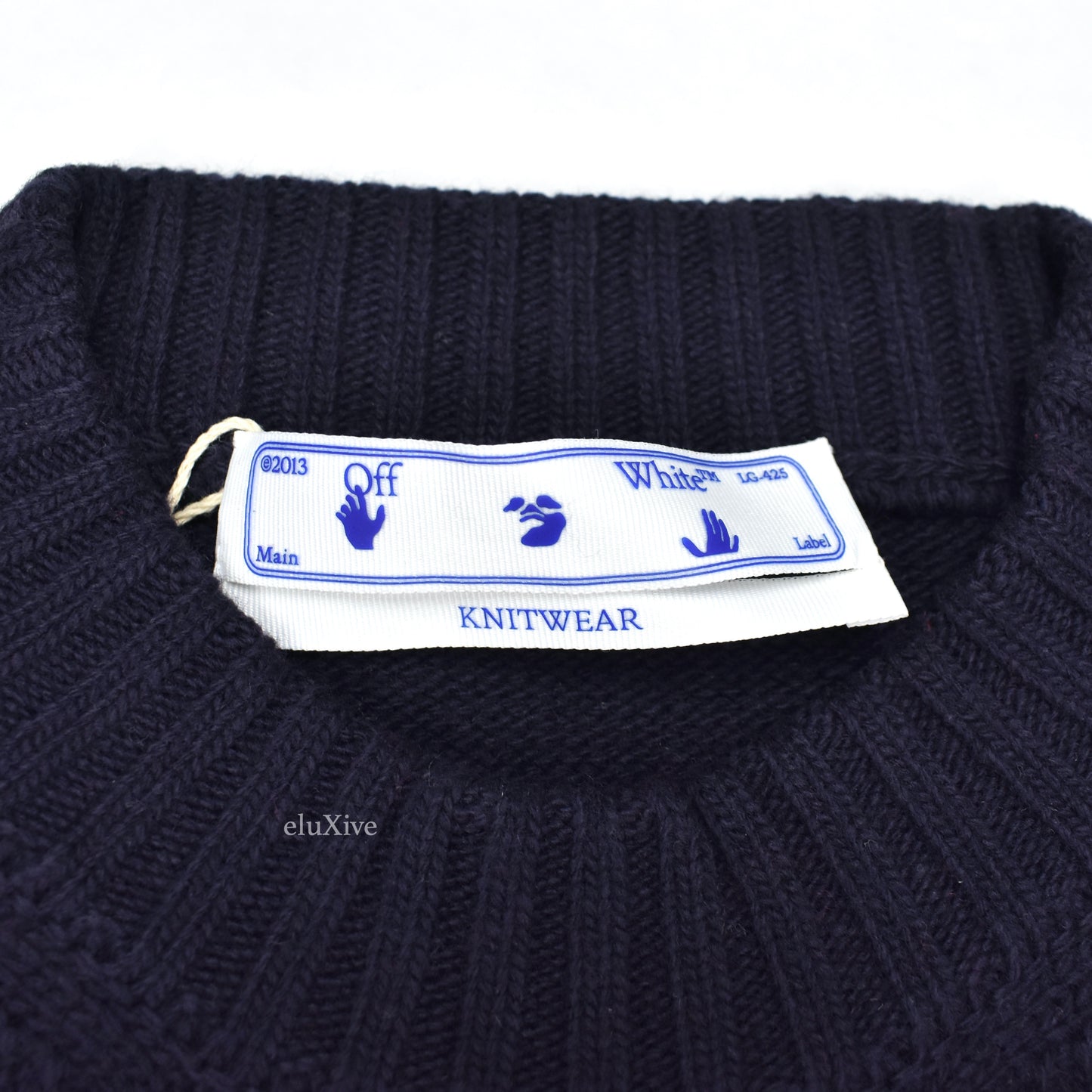 Off-White - Color Block Logo Knit Sweater (Navy/Red)
