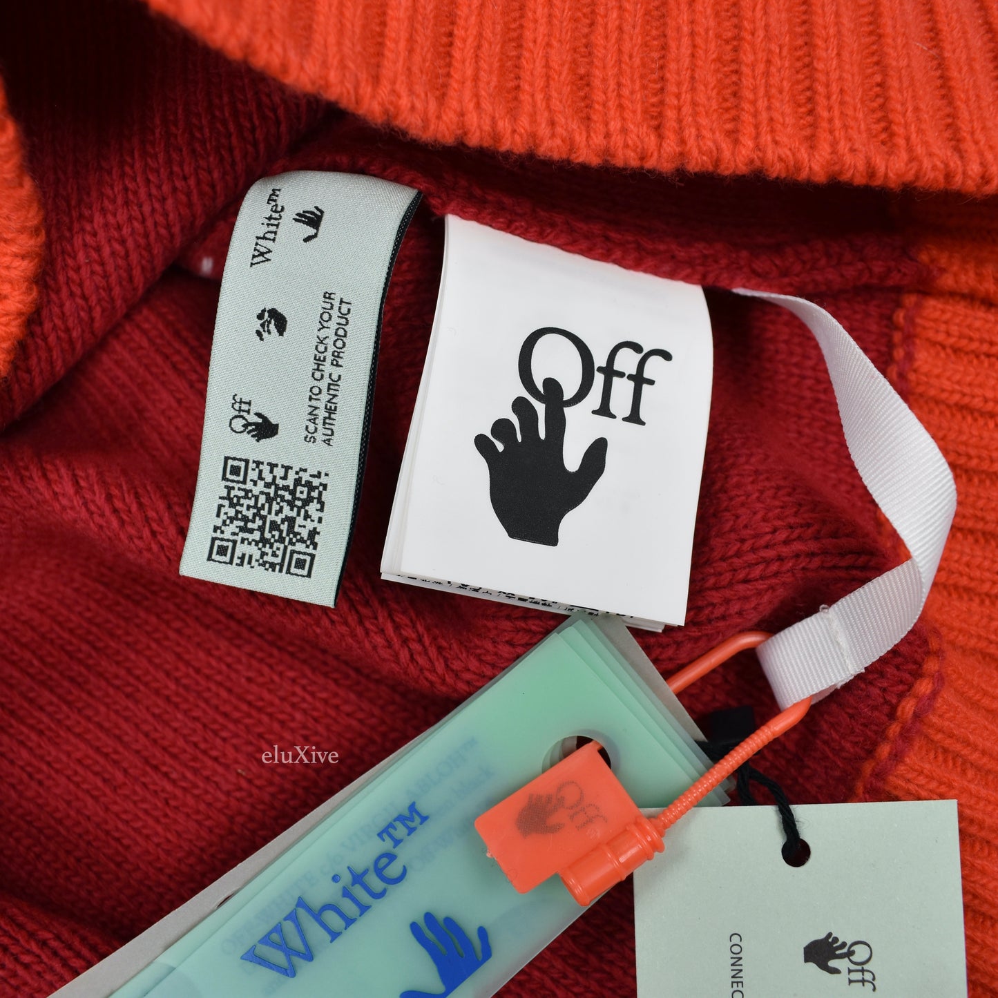 Off-White - Color Block Logo Knit Sweater (Navy/Red)