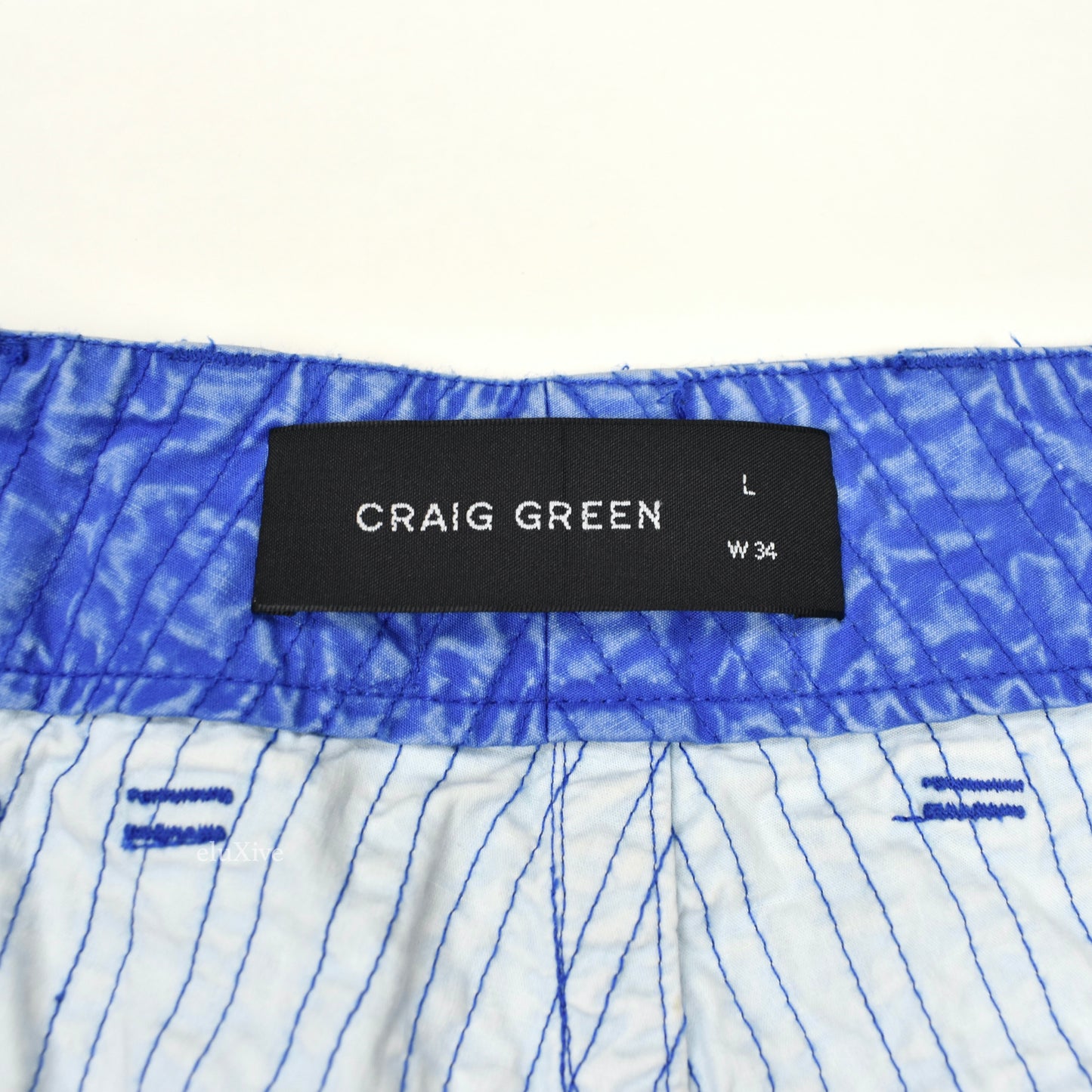 Craig Green - Blue Acid Wash Line Stitch Shorts