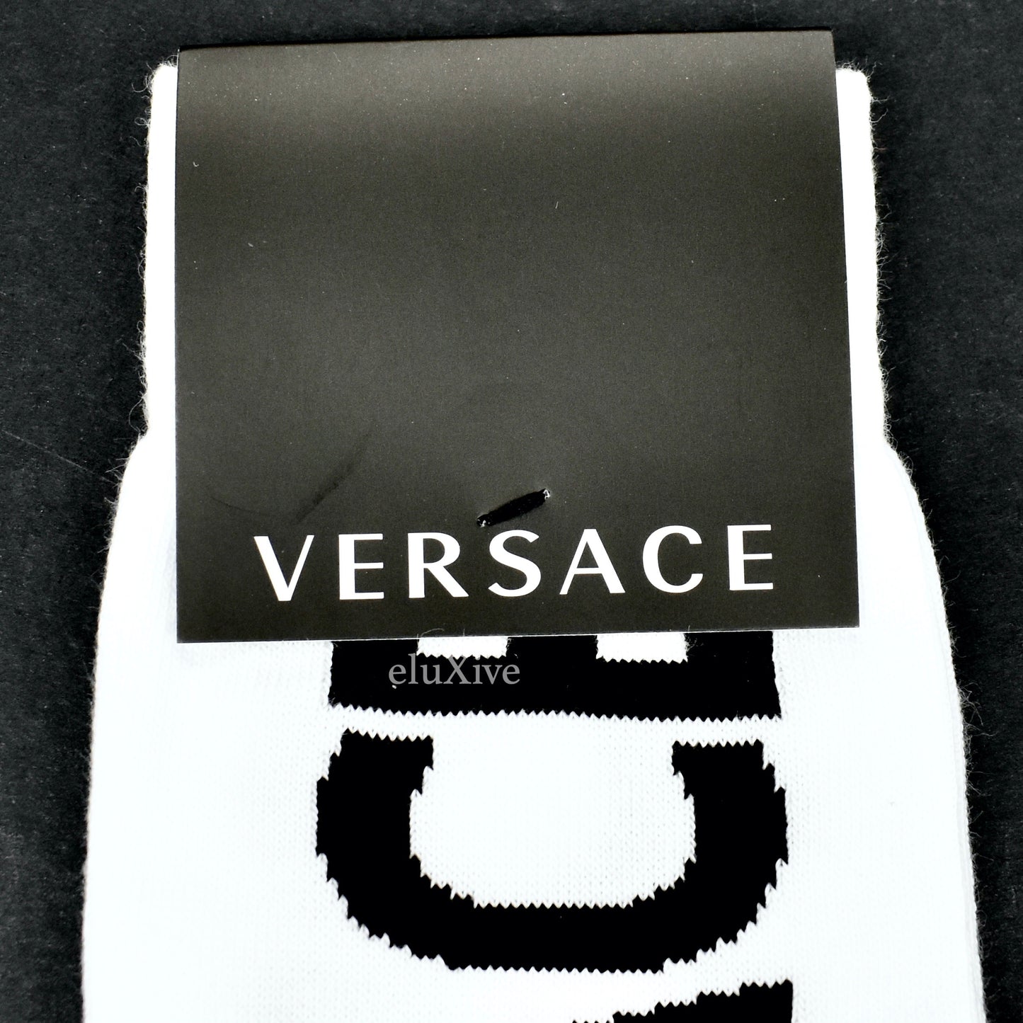 Versace - White / Black Logo Knit Crew Socks