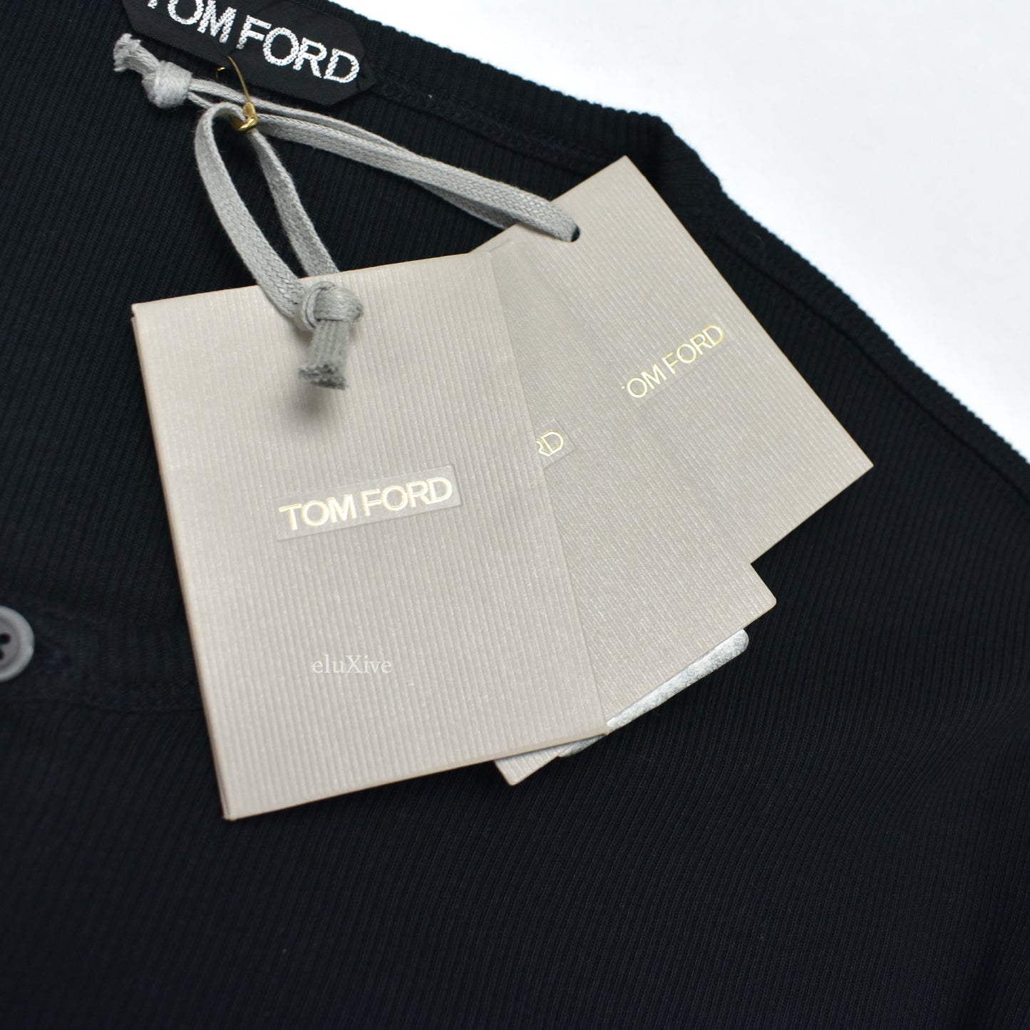 Tom Ford - Navy Ribbed Cotton Henley Shirt