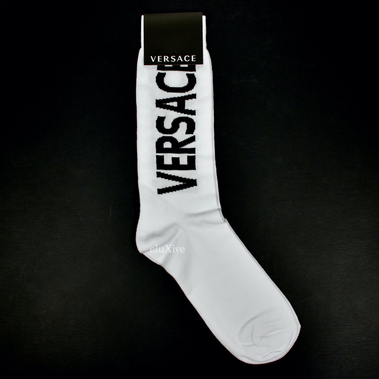Versace - White / Black Logo Knit Crew Socks