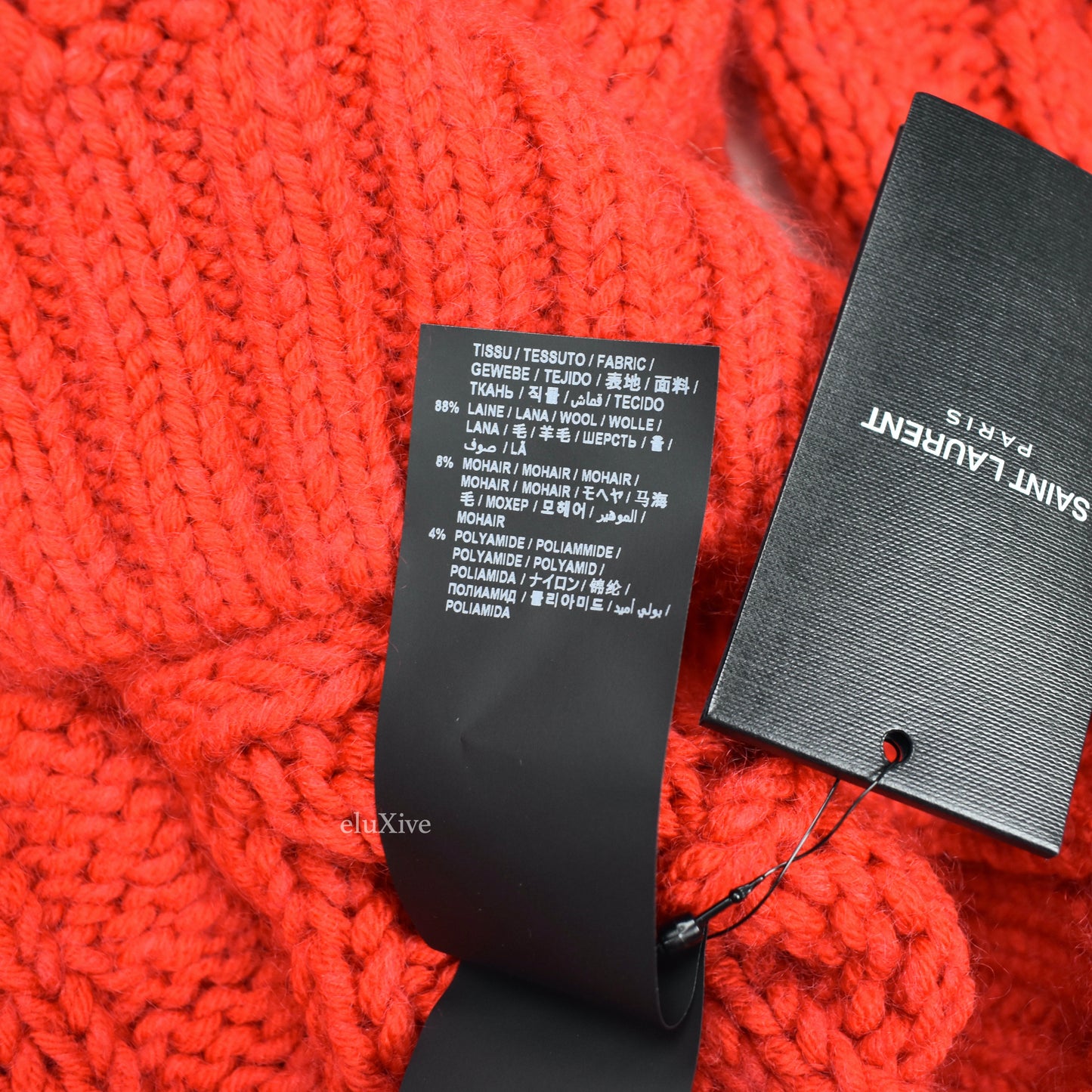 Saint Laurent - Red Heavy Cable Knit Wool Sweater