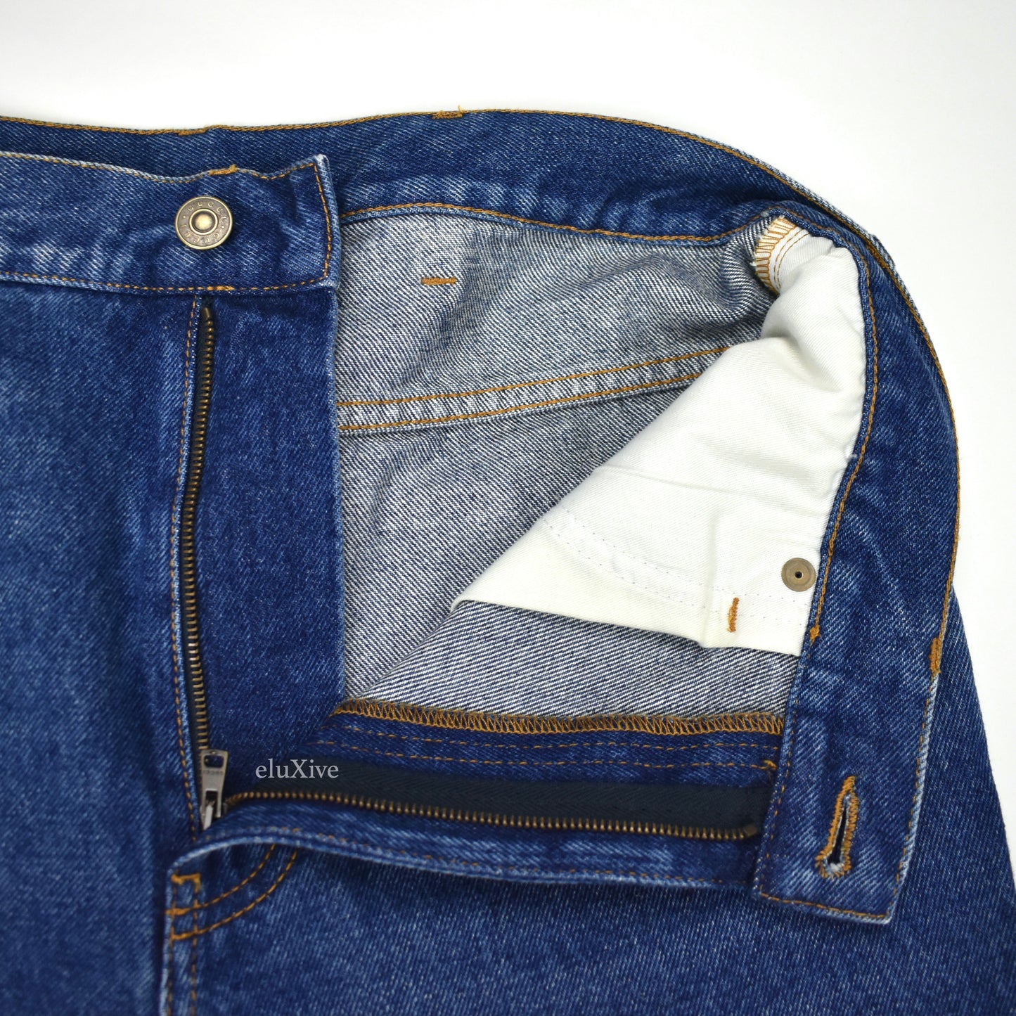 Gucci - Web Stripe Logo Marble Wash Denim Jeans