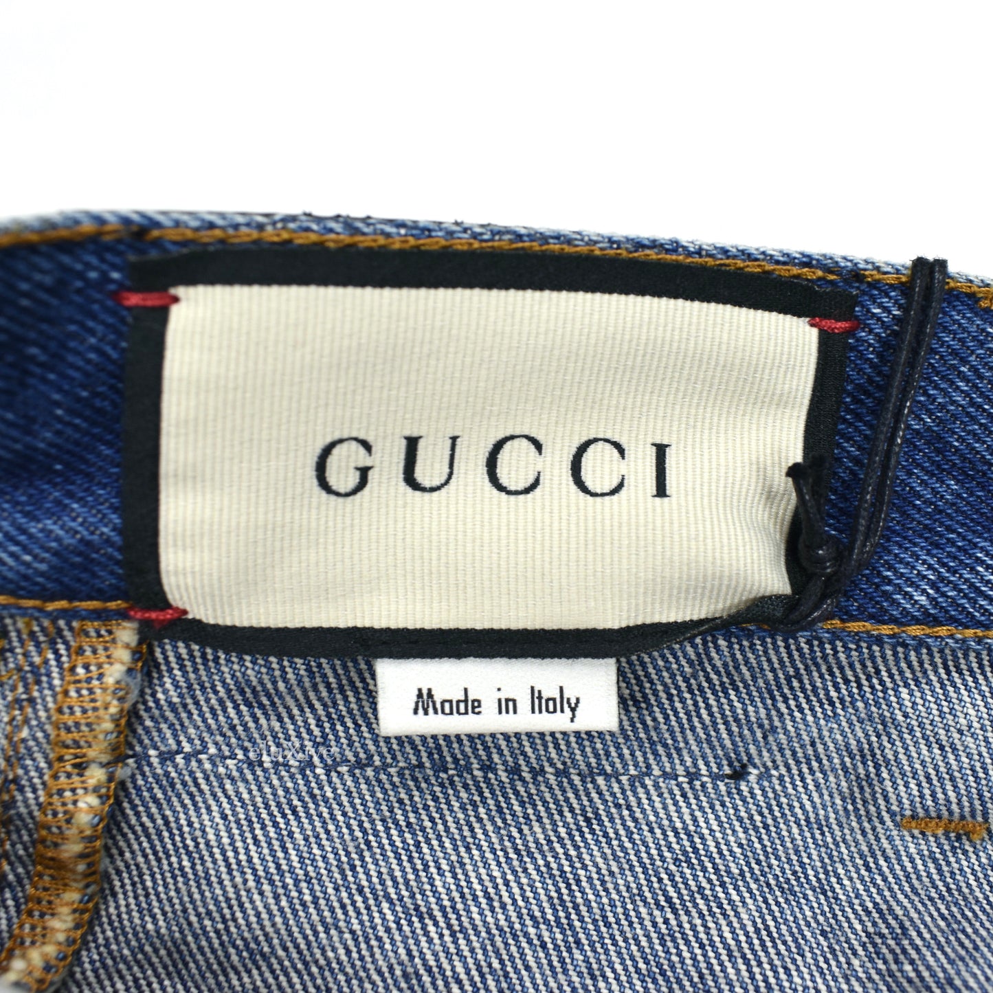 Gucci - Web Stripe Logo Marble Wash Denim Jeans
