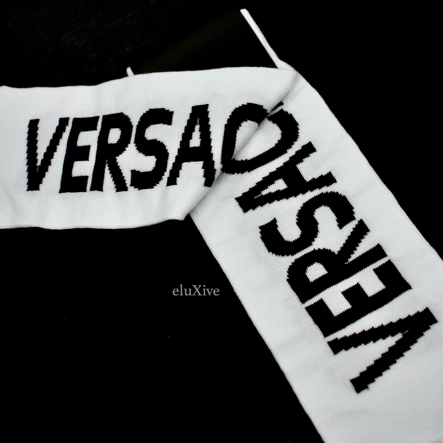 Versace - White / Black Logo Knit Crew Socks