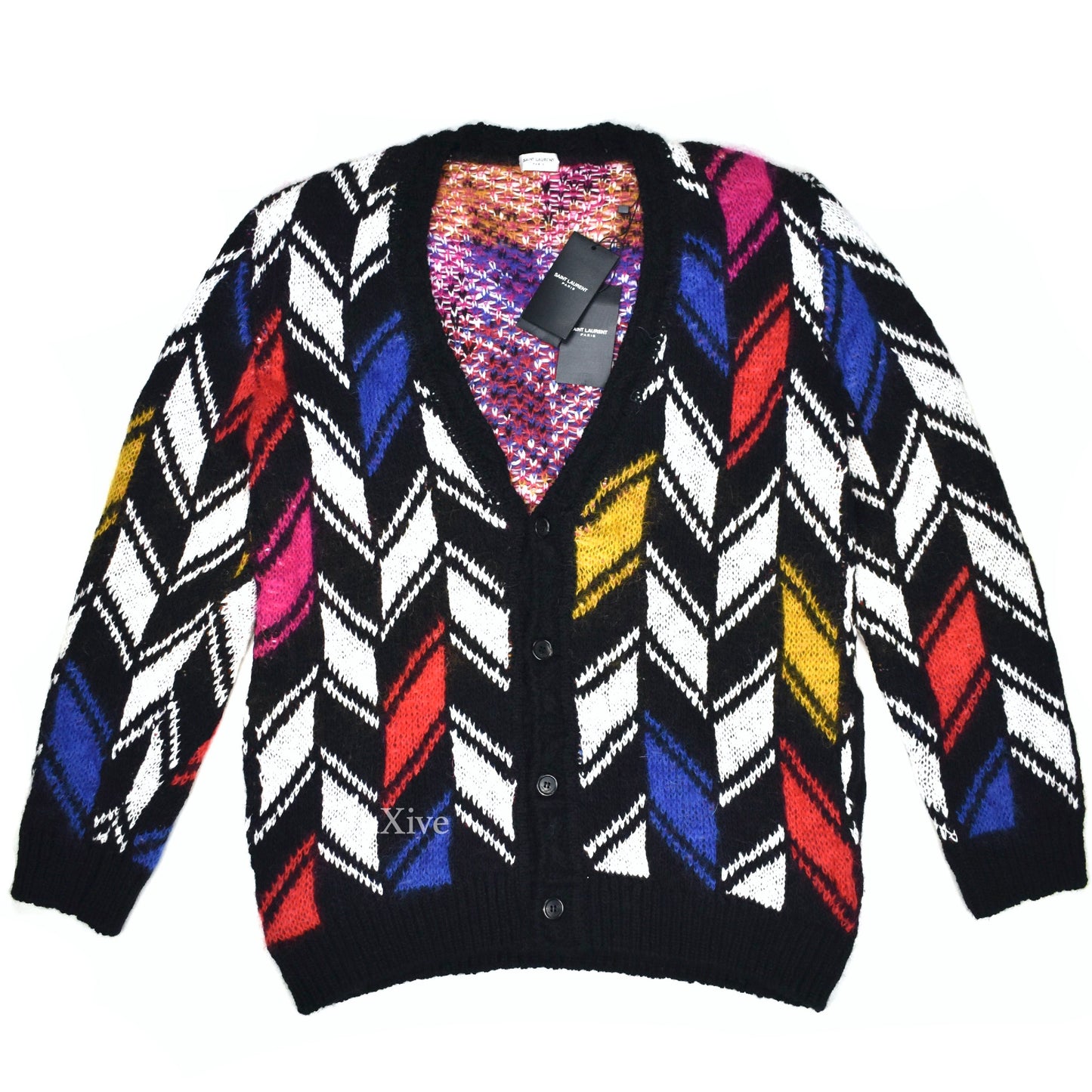 Saint Laurent - Oversized Jacquard Chevron Mohair Cardigan