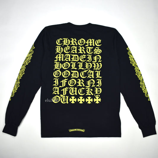 Chrome Hearts - Black / Neon Yellow Hollywood Logo L/S T-Shirt