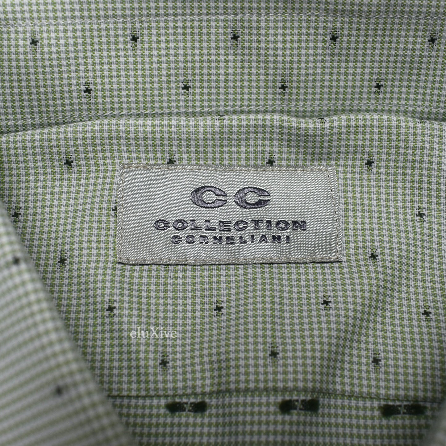 Corneliani - Green Micro Houndstooth Dotted Button Down Shirt