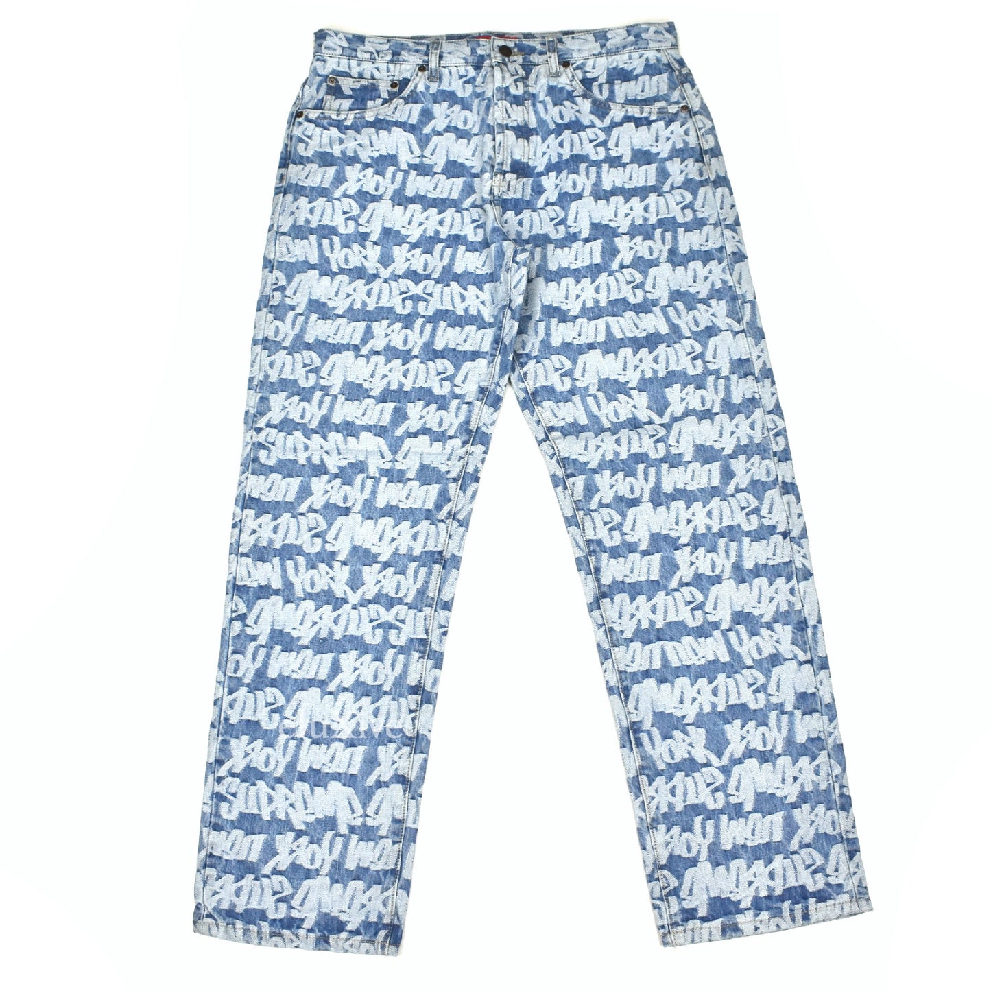 Supreme - Blue Fat Tip 'LV' Jacquard Logo Denim Jeans