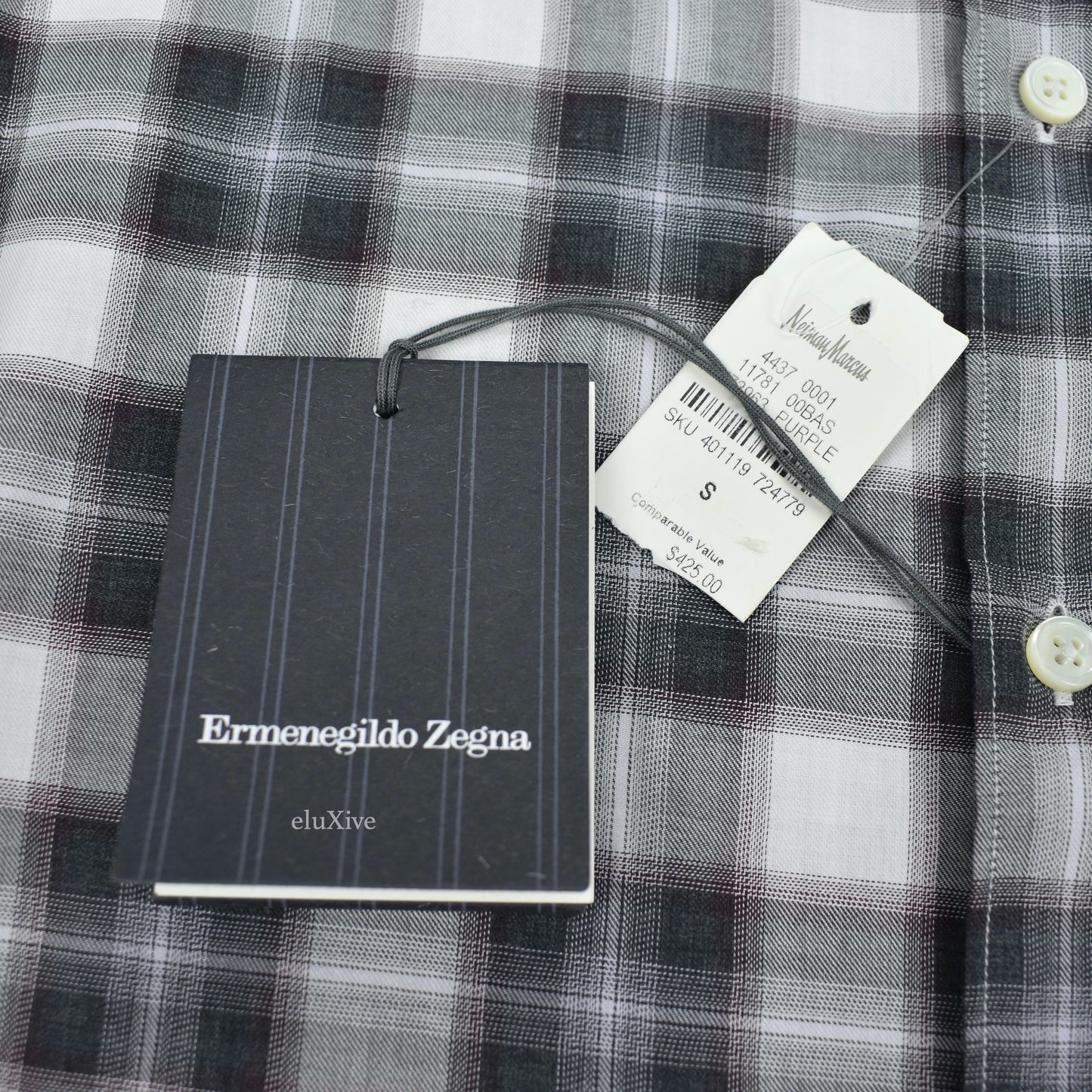 Ermenegildo Zegna - Purple & Gray Plaid Supima Cotton Shirt