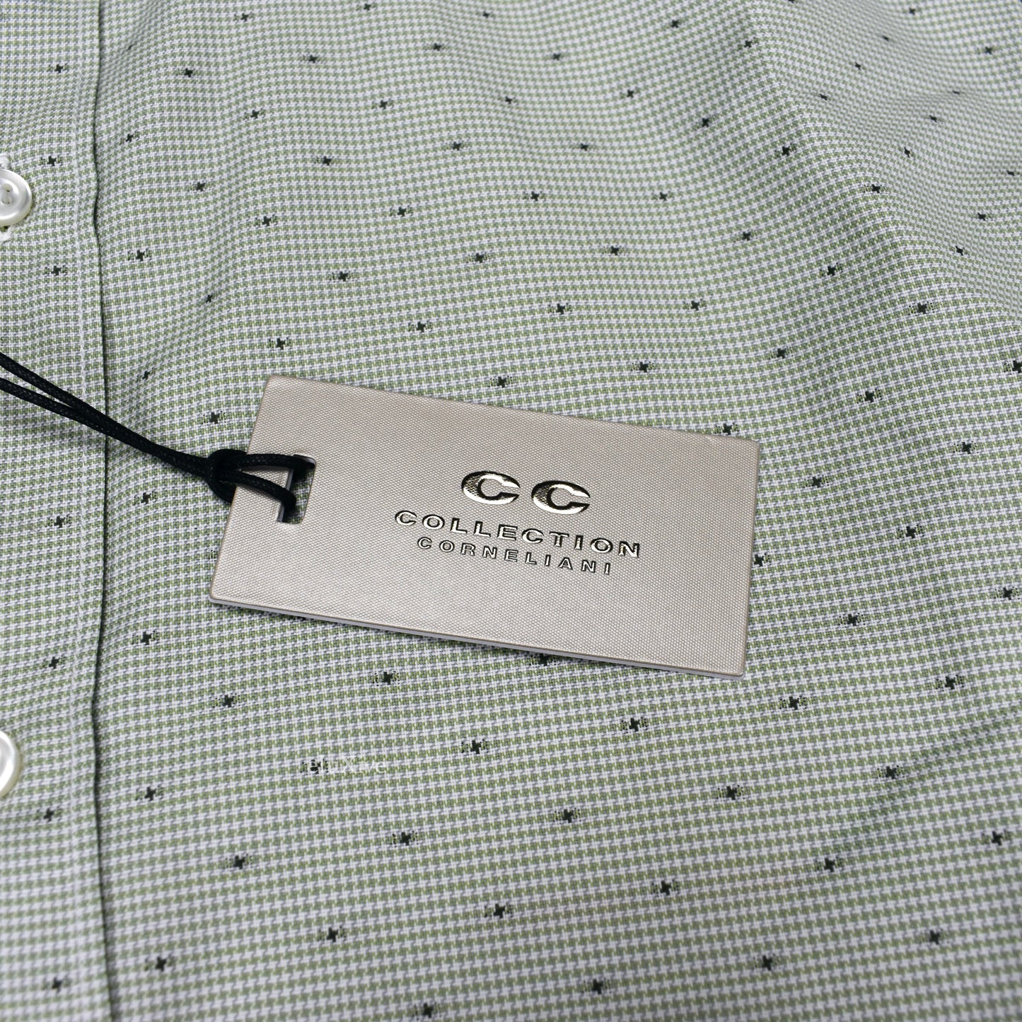 Corneliani - Green Micro Houndstooth Dotted Button Down Shirt